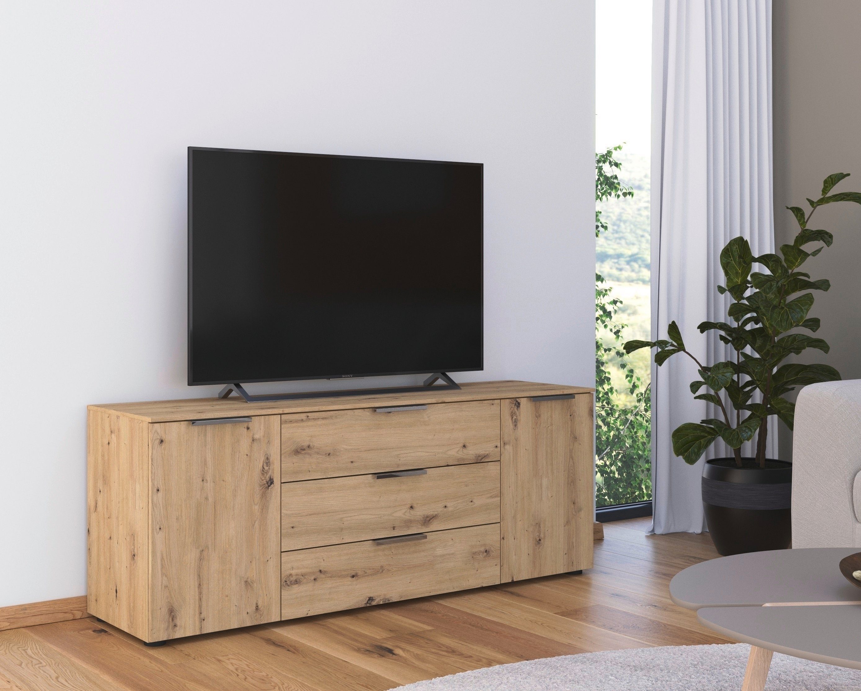 rauch Schubkastenkommode Kommode Türkommode Sideboard Kombikommode FLIPP (Breite 160 cm mit 2 Einlegeböden), 2-türig mit 3 Schubladen und Soft-Close-Funktion