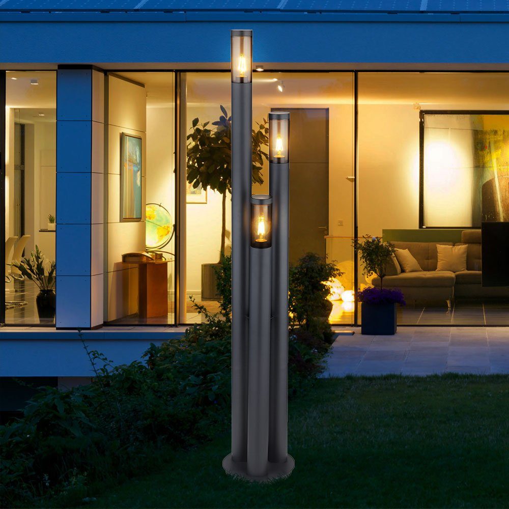 Globo Pollerleuchte, Leuchtmittel nicht inklusive, Außenstehlampe Wegeleuchte Gartenlampe 3 flammig anthrazit H 170 cm