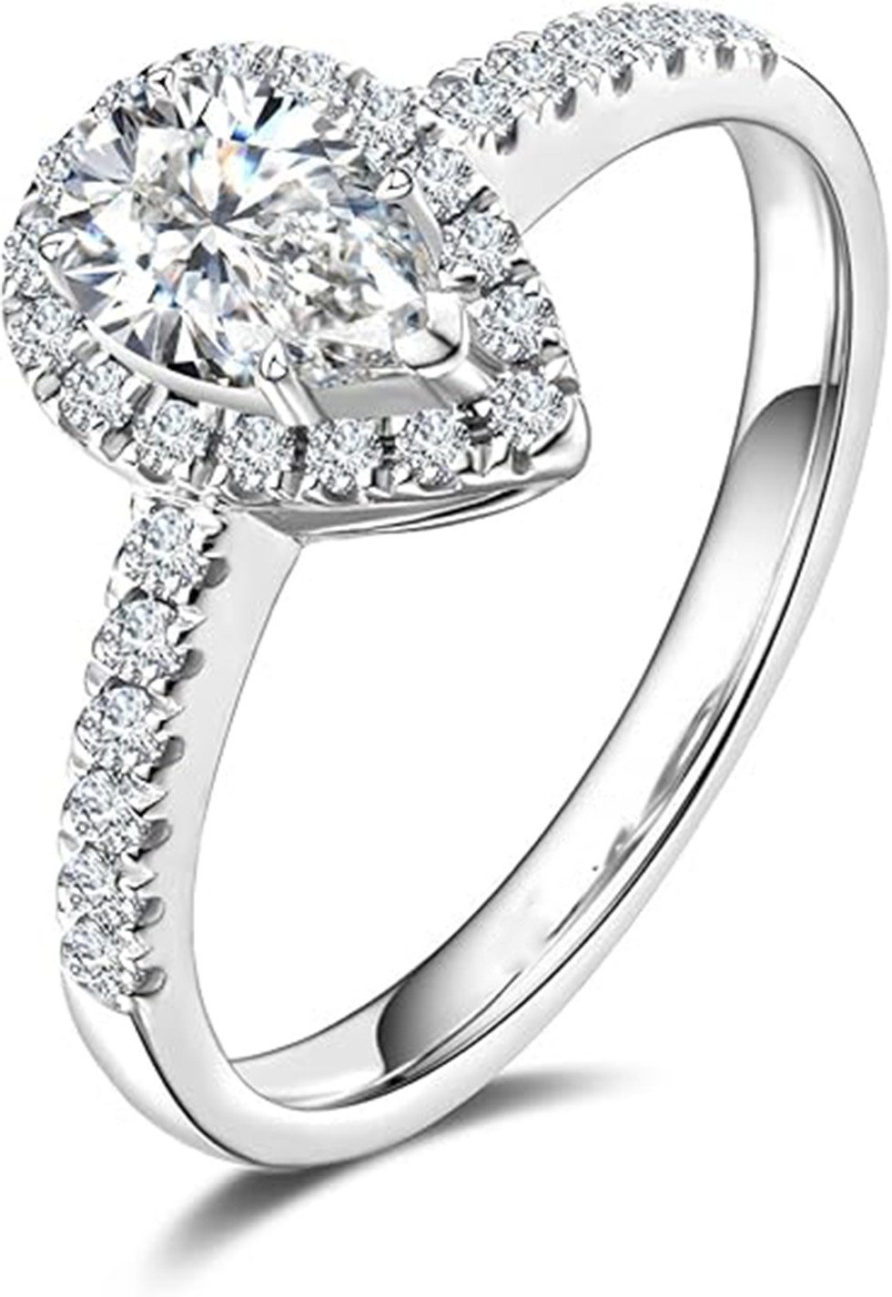 Jumpeak Diamantring gold ring,Trauring,Verlobungsring,1-Karat-Diamantring in Tropfenform, Valentinstagsgeschenk,RingefürMänner und Frauen,585sterling goudenring