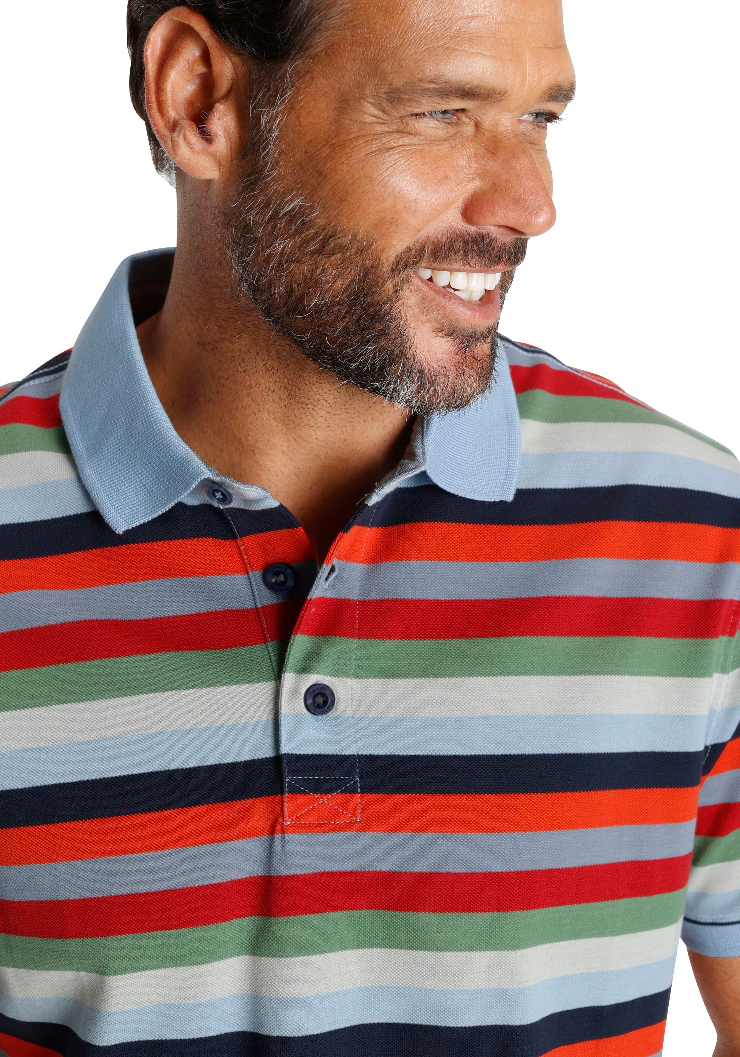 Poloshirt Man's Streifen multicolor mit World