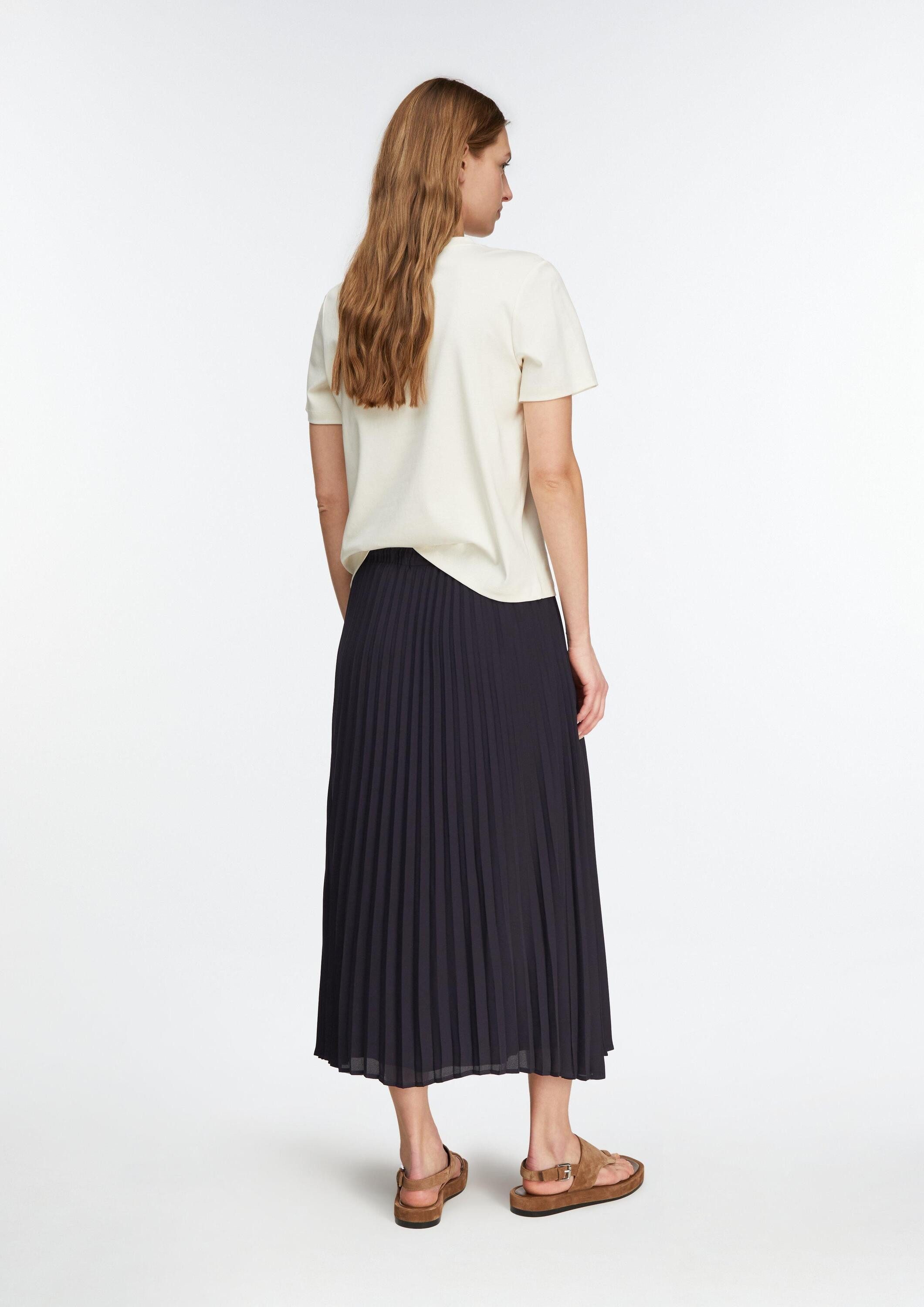 comma Midirock Rock Femininer Chiffon-Plissée-Midirock mit lässigen Tunnelzugdetails