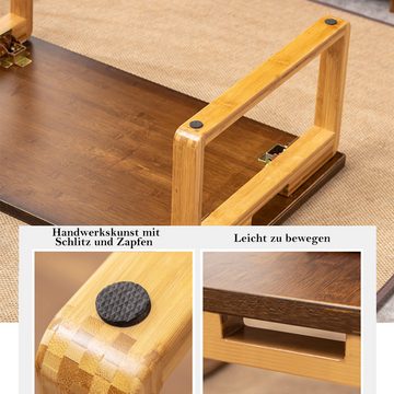 NUODWELL Tabletttisch Beistelltisch Klappbar Couchtisch aus Bambus, Balkon und Tatami eignen
