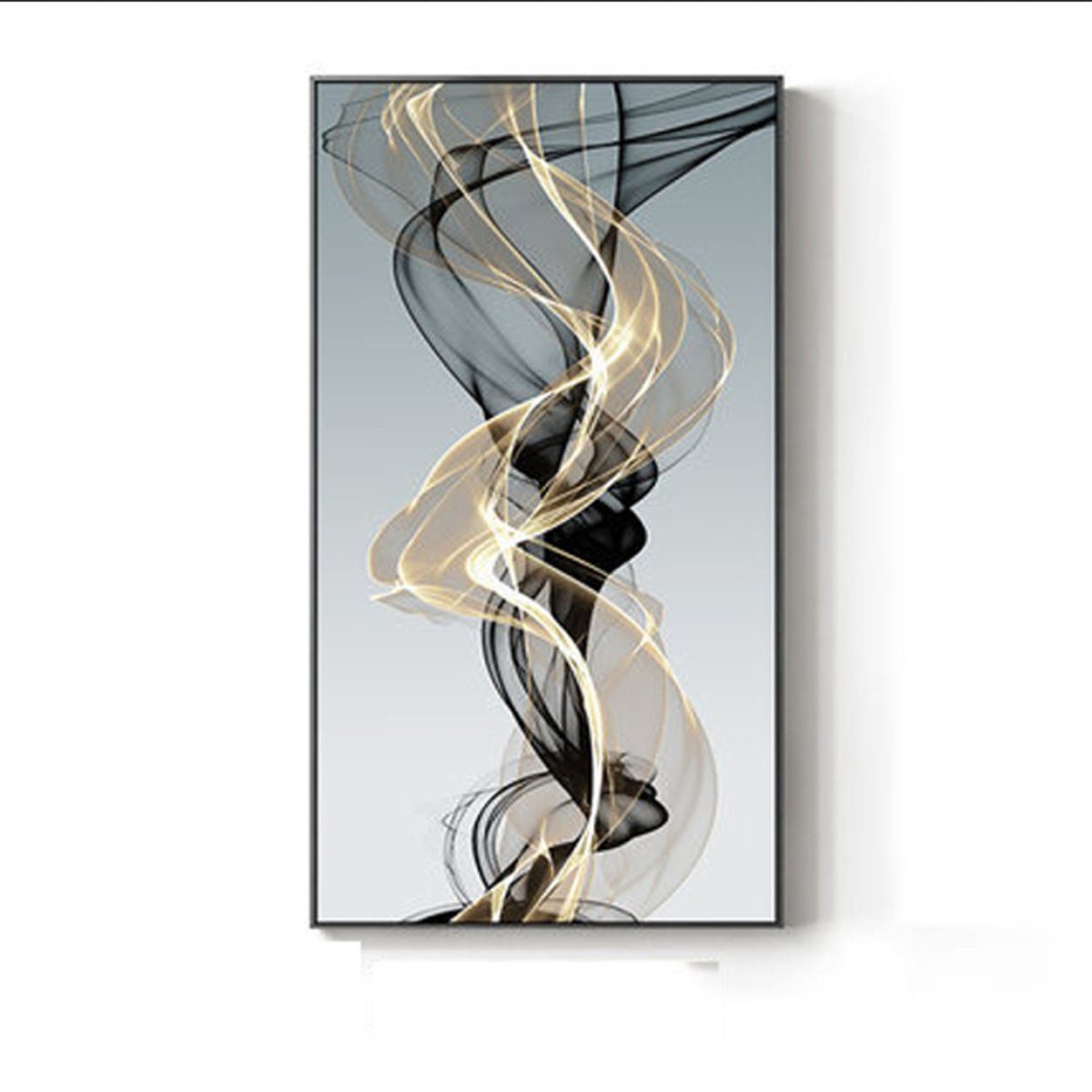 TPFLiving Kunstdruck (OHNE RAHMEN) Poster - Leinwand - Wandbild, Abstrakte Linien und Formen - (18 Motive in 11 Größen zur Auswahl), Farben: Weis, Blau, Grau, Beige, Schwarz- Größe: 30x120cm