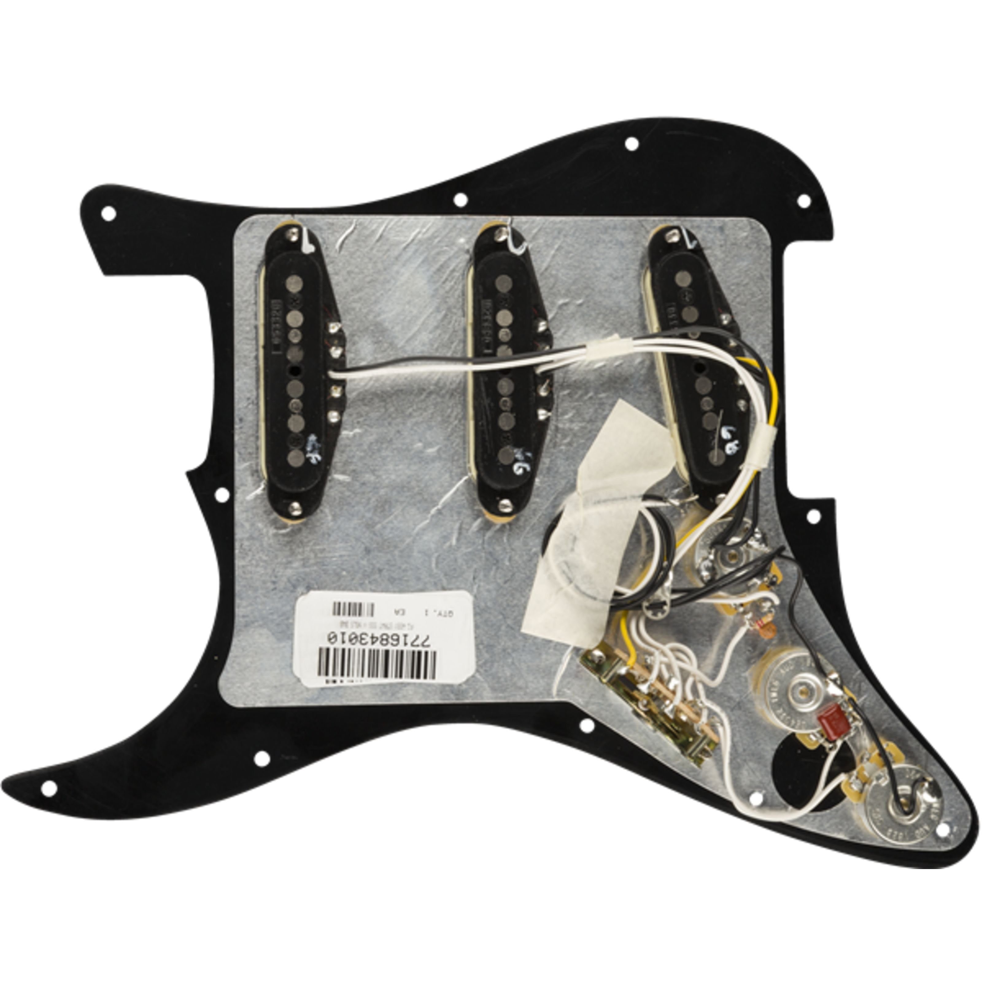 Fender Spielzeug-Musikinstrument, Pre-Wired Strat Single Coil - Vintage Black Pickguard, T Noiseless SSS