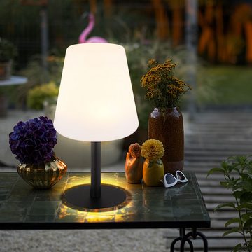 Globo Außen-Tischleuchte, LED-Leuchtmittel fest verbaut, Warmweiß, Farbwechsel, Solarlampe Außenleuchte Gartenlampe RGB LED Terrassenlampe H 30 cm