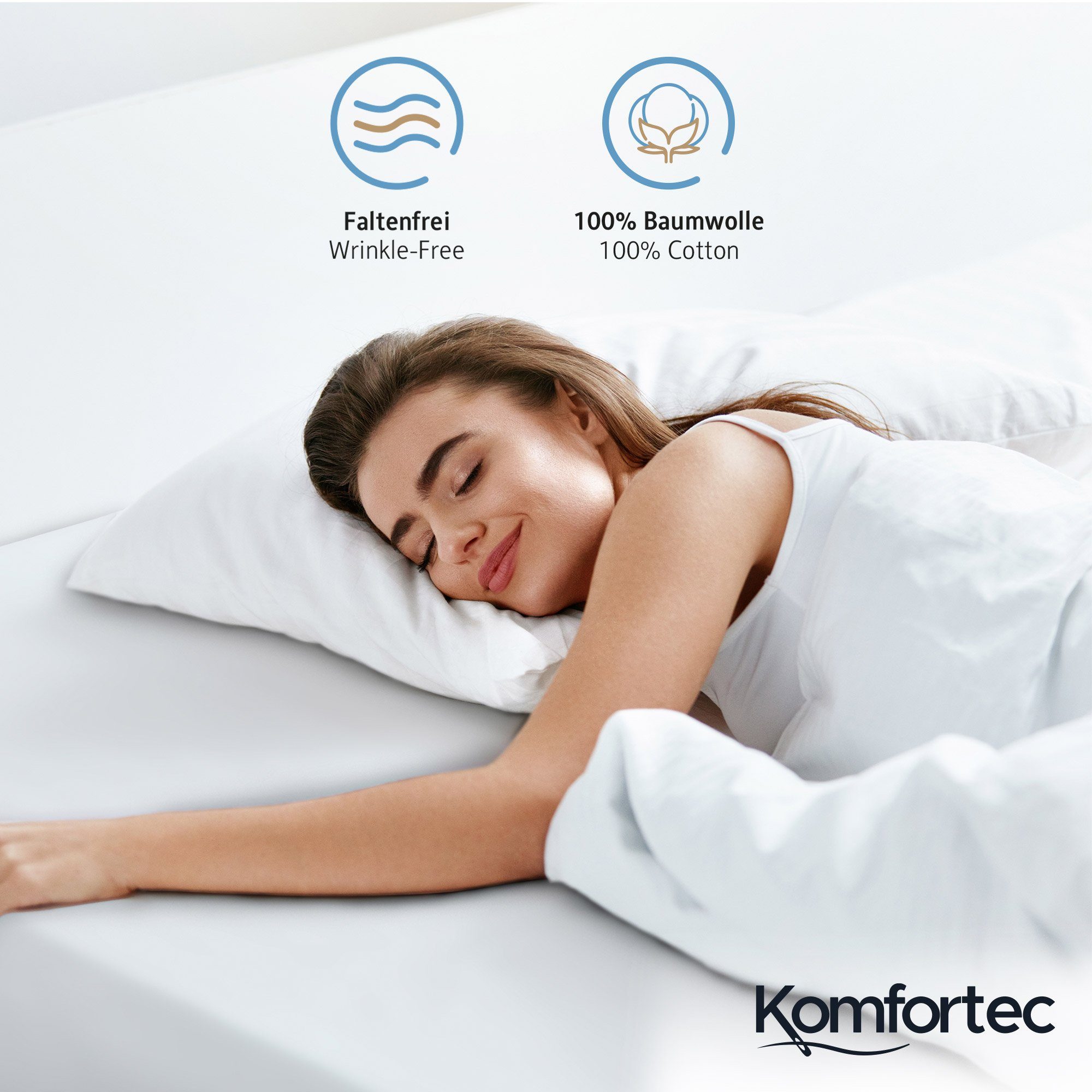 Komfortec Spannbettlaken Jersey Mehrfarbig, 100% Baumwolle, Gummizug: Rundum, (2 Stück), OEKO-TEX® Standard 100 Zertifisiert, für Matratzen bis 25 cm Höhe – Bild 5 von 5