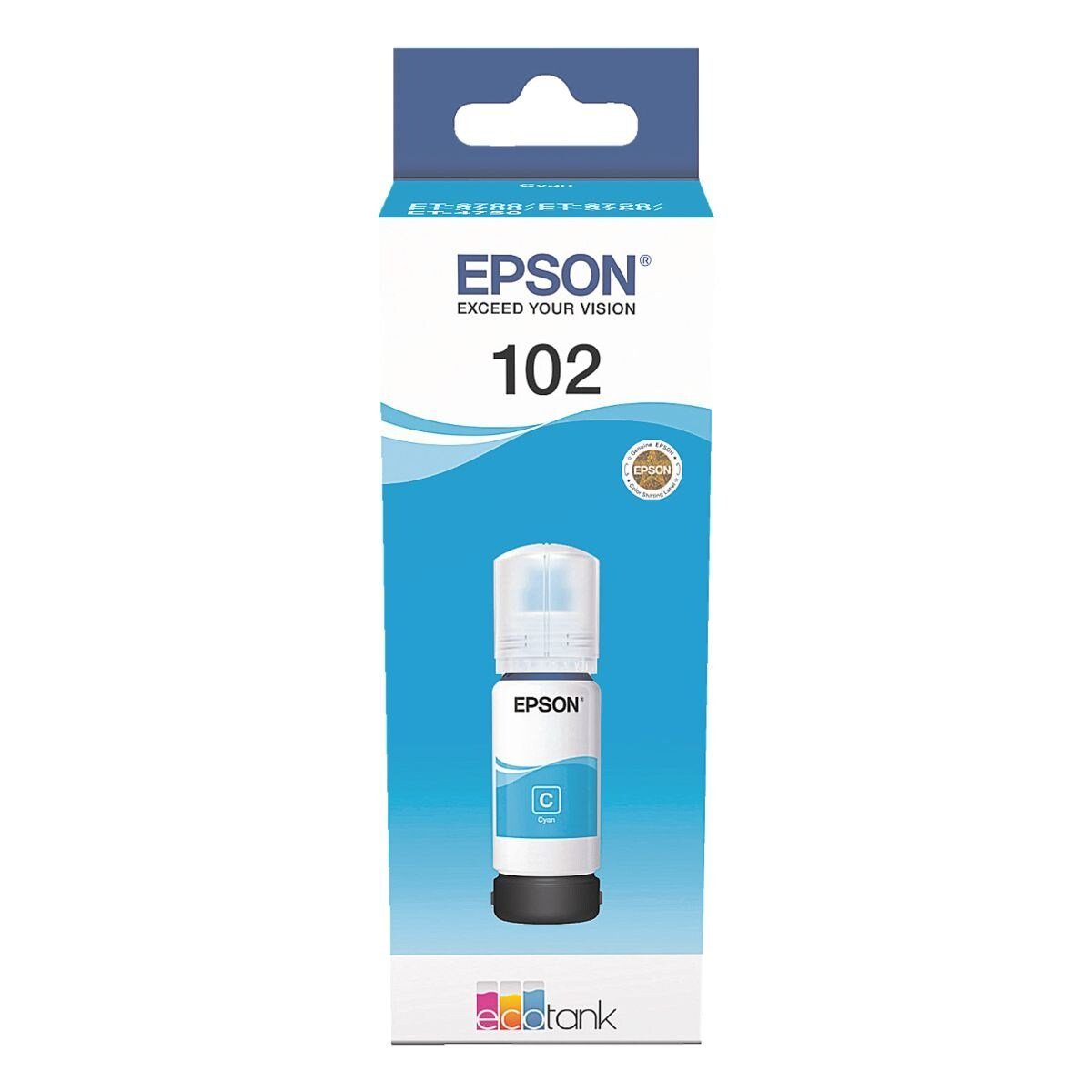 Epson 102 EcoTank Tintenpatrone (1-tlg., Original Druckerpatrone, cyan)