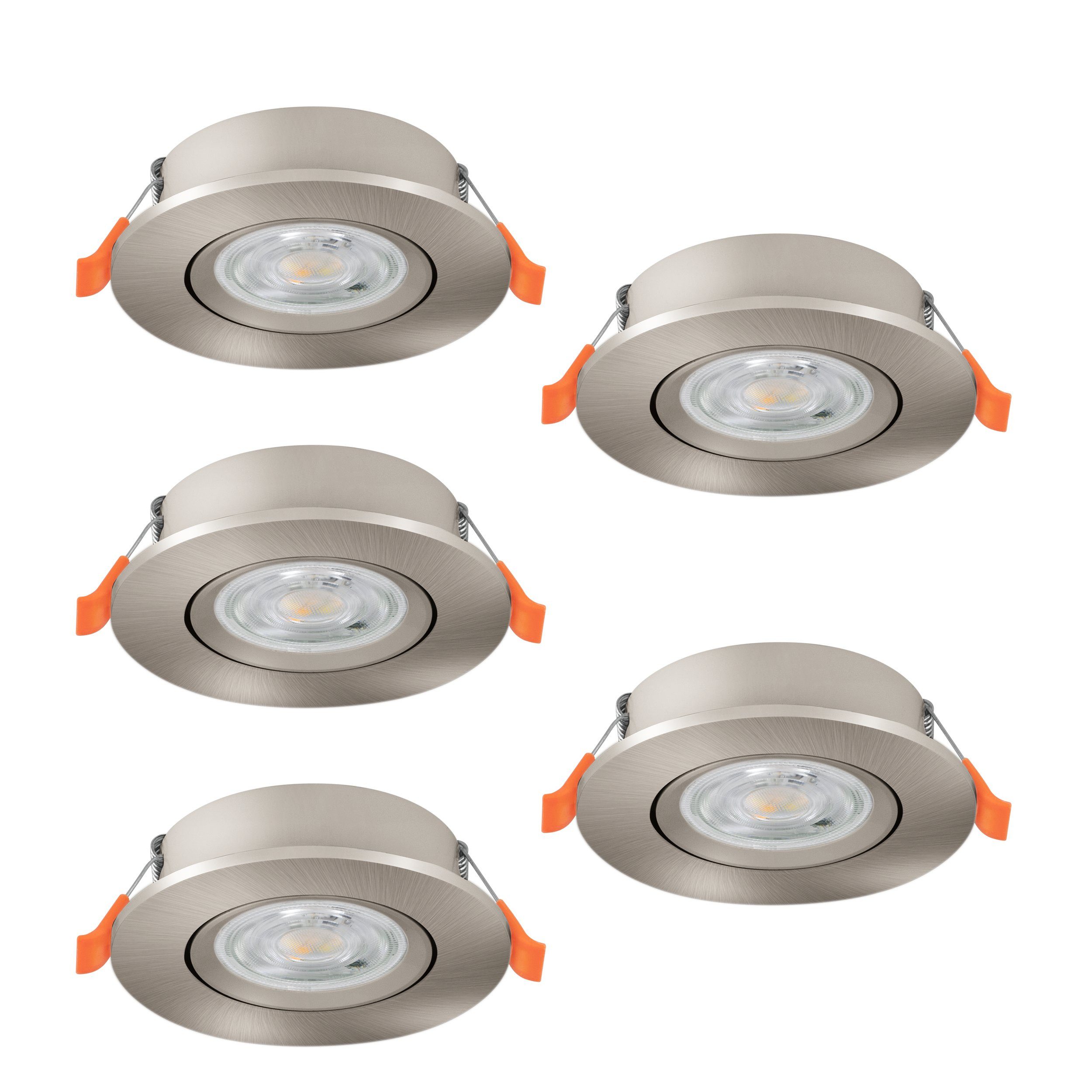 EGLO LED Einbauleuchte Barranco, Leuchtmittel inklusive, 5er Set LED Einbaustrahler, Deckenspots, Deckenstrahler, GU10, ∅ 9 cm