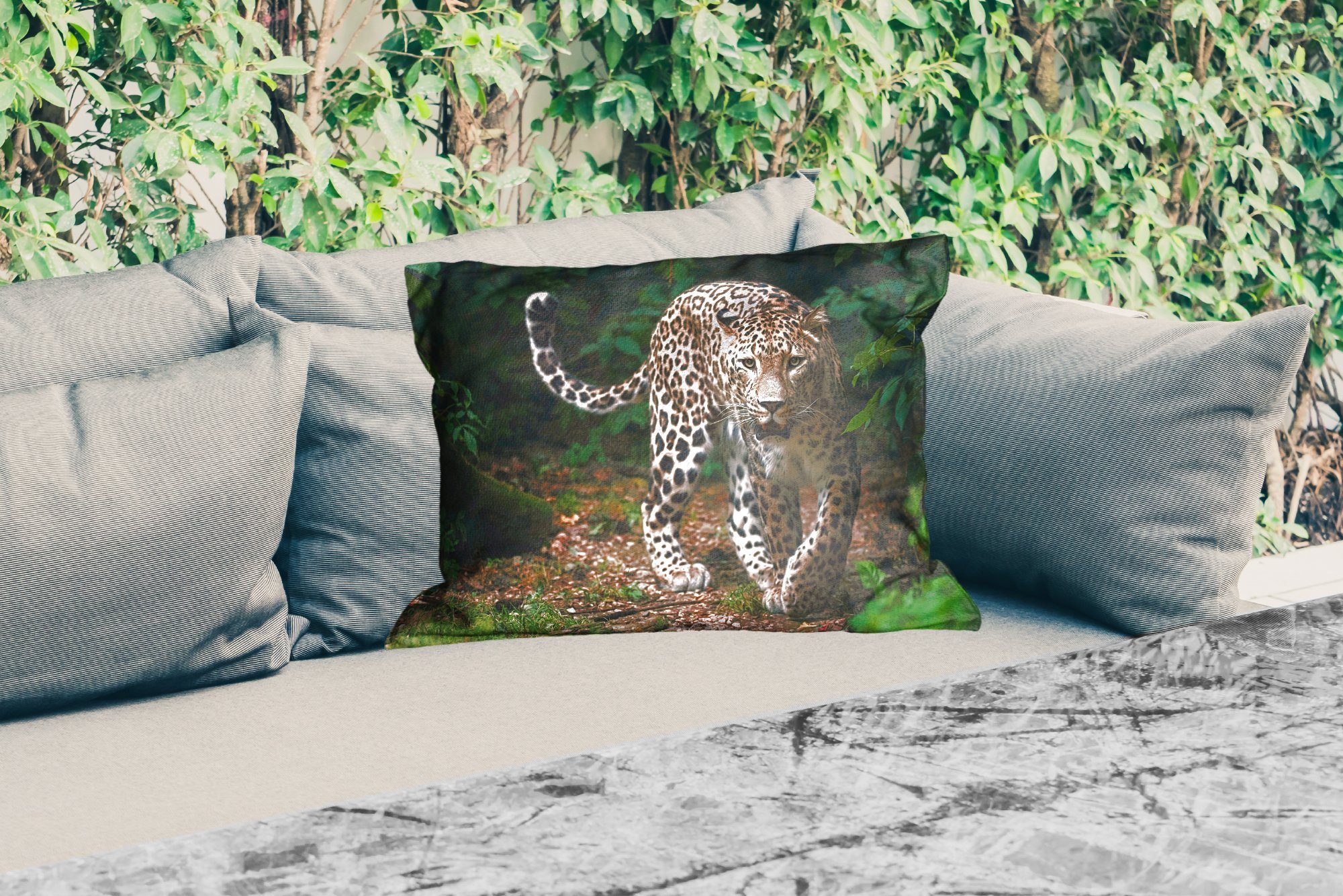 MuchoWow Dekokissen Wildtiere - Leopard Dekokissenbezug, Dschungel Outdoor-Dekorationskissen, Polyester, - - Kissenhülle Natur