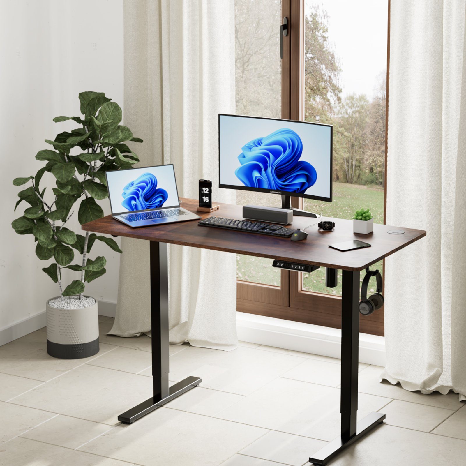 HOMAVO Schreibtisch Höhenverstellbarer schreibtisch mit Memory- günstig online kaufen