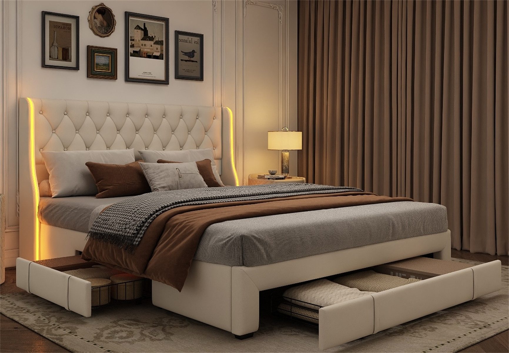 Gdood Polsterbett Stauraumbett Doppelbett LED (Jugendbett, günstig online kaufen