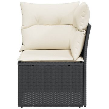 vidaXL Loungesofa Garten-Ecksofa mit Kissen Schwarz Poly Rattan