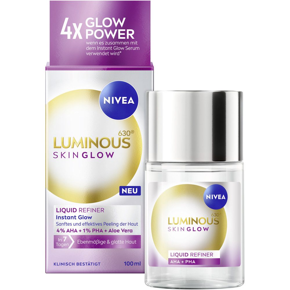 Nivea Gesichtsserum LUMINOUS630® Skin Glow Routine Set Instant Glow Serum + Liquid Refiner, 2-tlg., für einen ebenmäßigen Teint