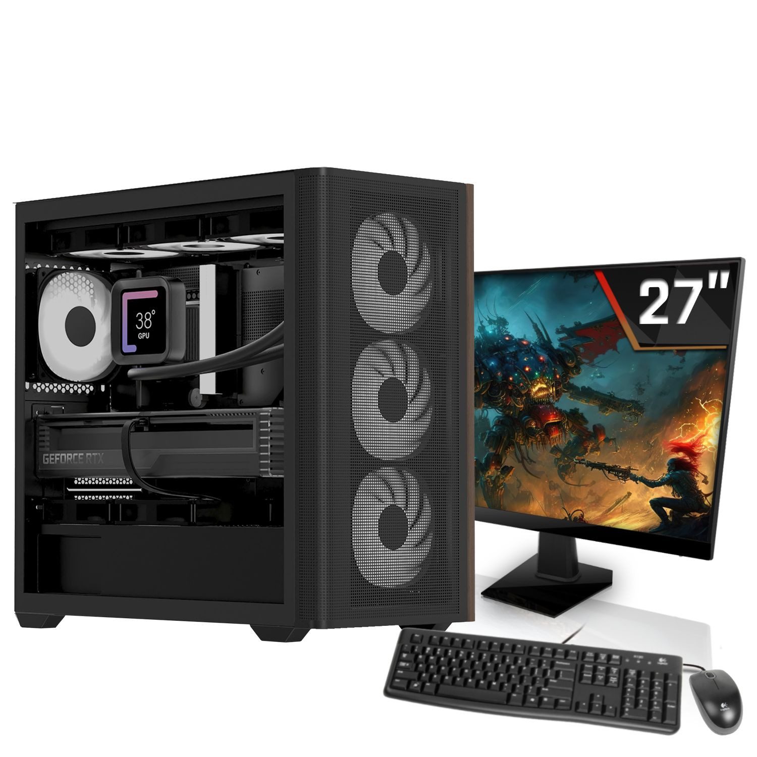 SYSTEMTREFF Business-PC-Komplettsystem (27", Intel Core i3 12100F, GT 710, 16 GB RAM, 512 GB SSD)