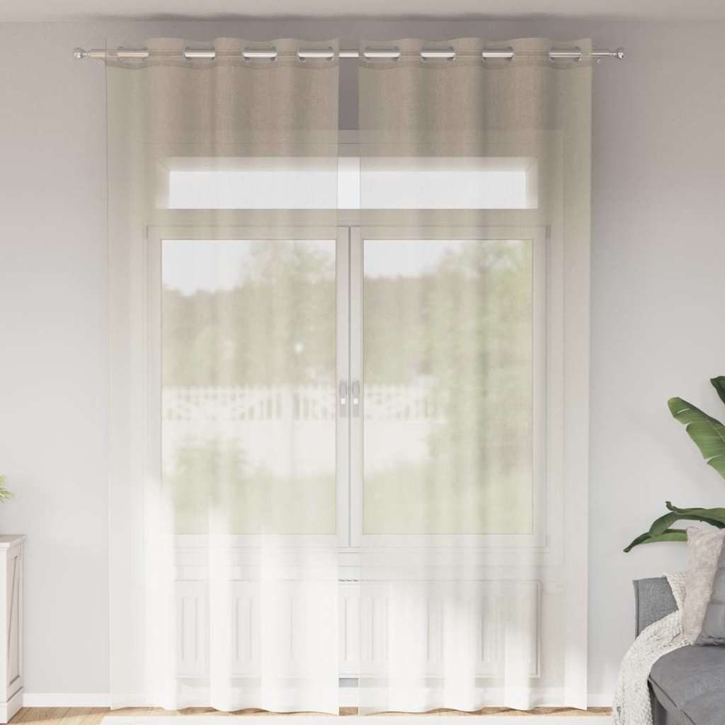 vidaXL Vorhang, Voile Vorhänge mit Ösen 2 Stk. Creme 140x260 cm