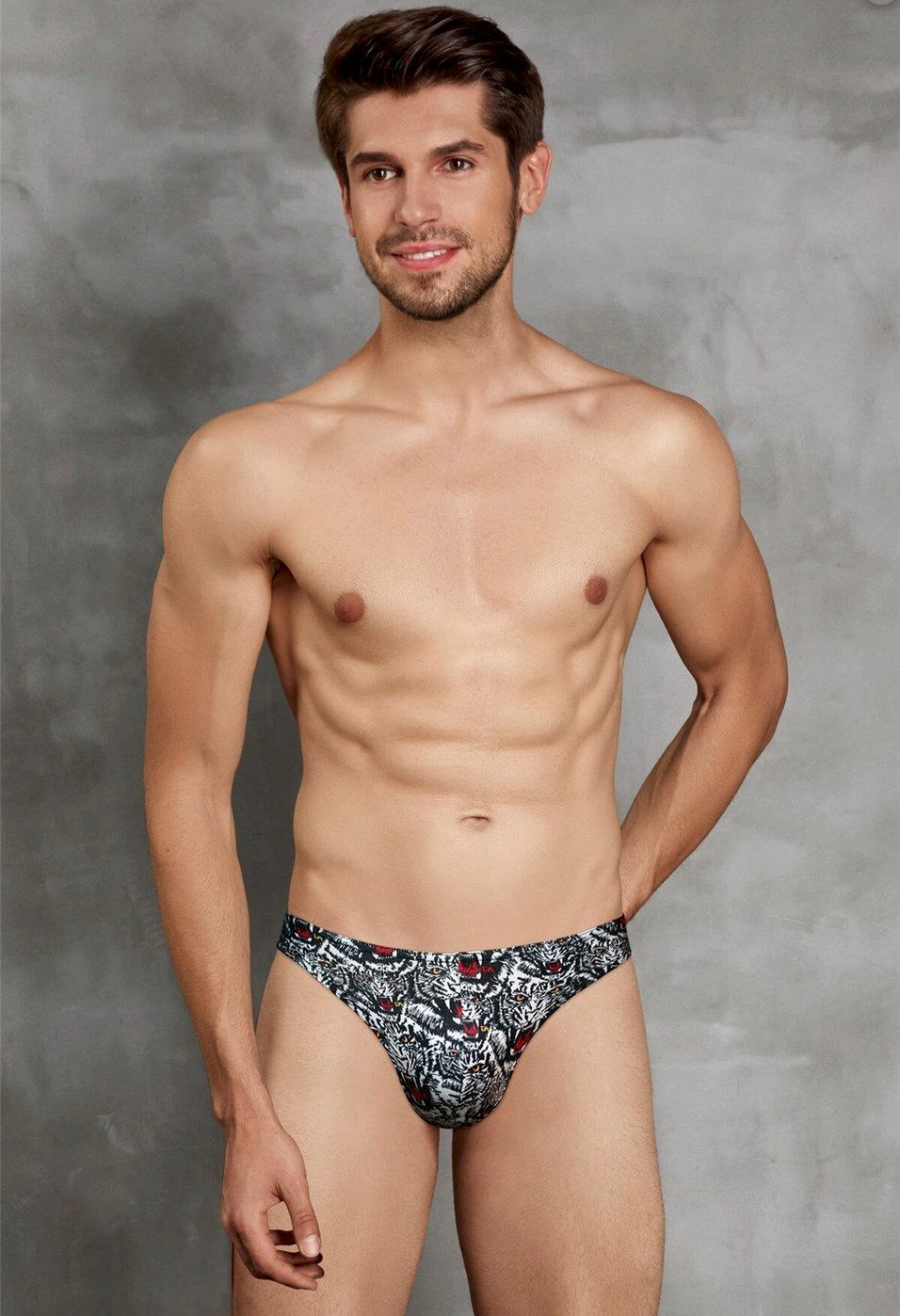 String Herren G-String Modal Tanga mit Tiger-Print 1812