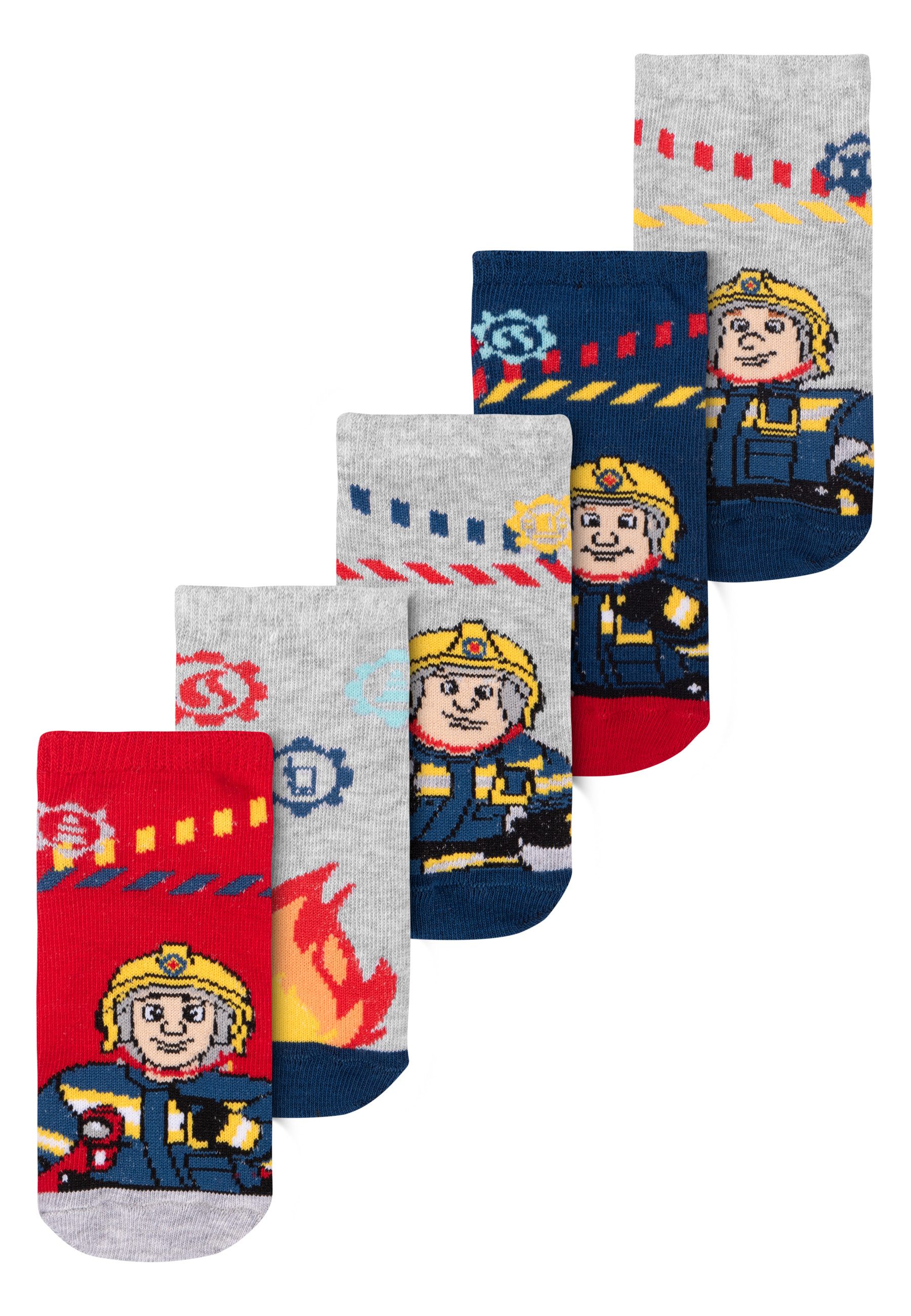 United Labels® Socken Feuerwehrmann Sam Socken Sneaker Kindersocken Söckchen 5er Pack