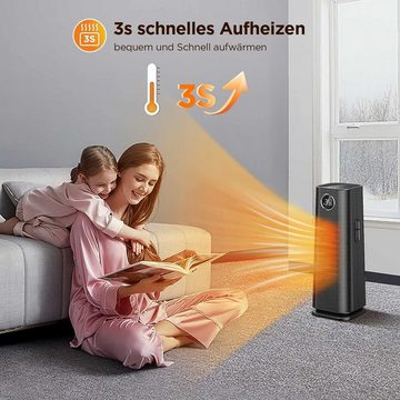 Easyacc Heizlüfter mit Fernbedienung Energiesparend Keramiklüfter, 2000 W, mit 24-Std-Timer/70° Oszillierend, 4 Modus, Elektroheizung Heizung