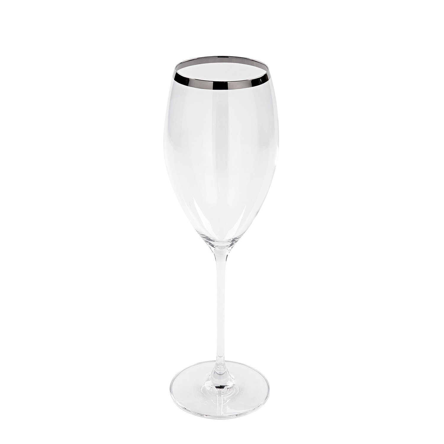 Fink Weißweinglas Weißweinglas PLATINUM - transparent - Glas, H.27cm x  B.6cm x T.6cm - Füllmenge 580 ml, Mit handbemaltem Platinumrand