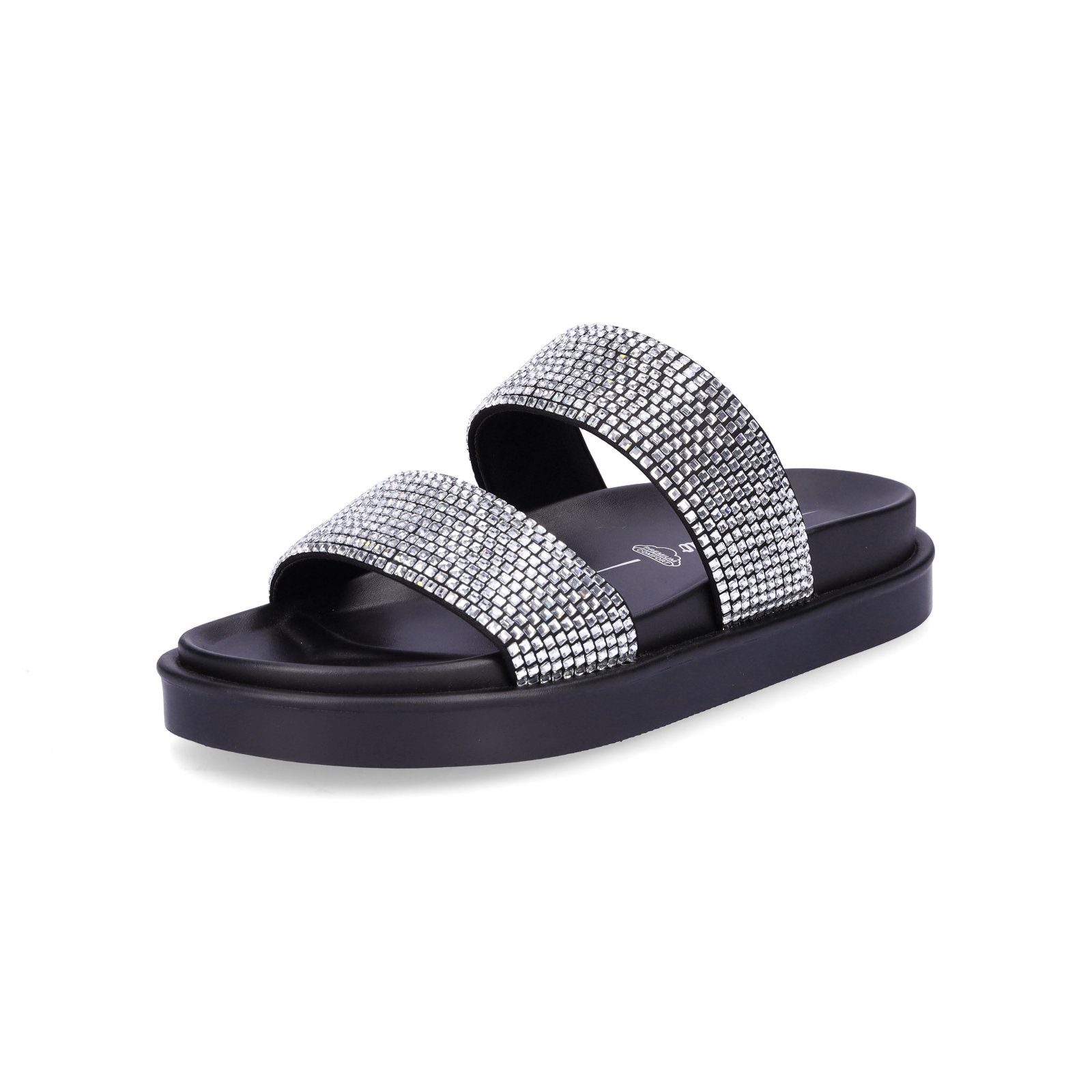 Buffalo Buffalo Damen Pantolette Sol TSS Glam schwarz-silber Pantolette