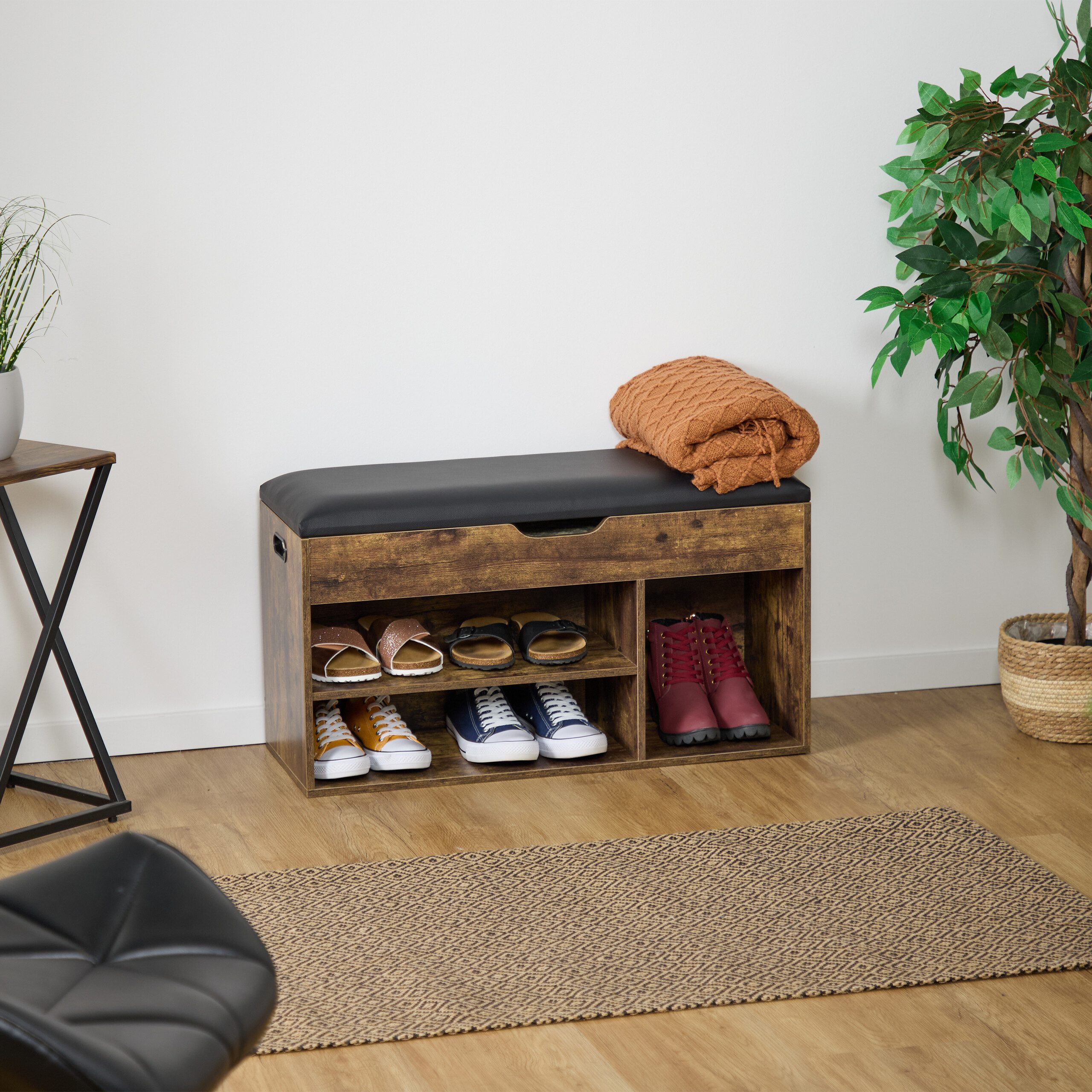 relaxdays Schuhbank mit Sitzfläche und Stauraum