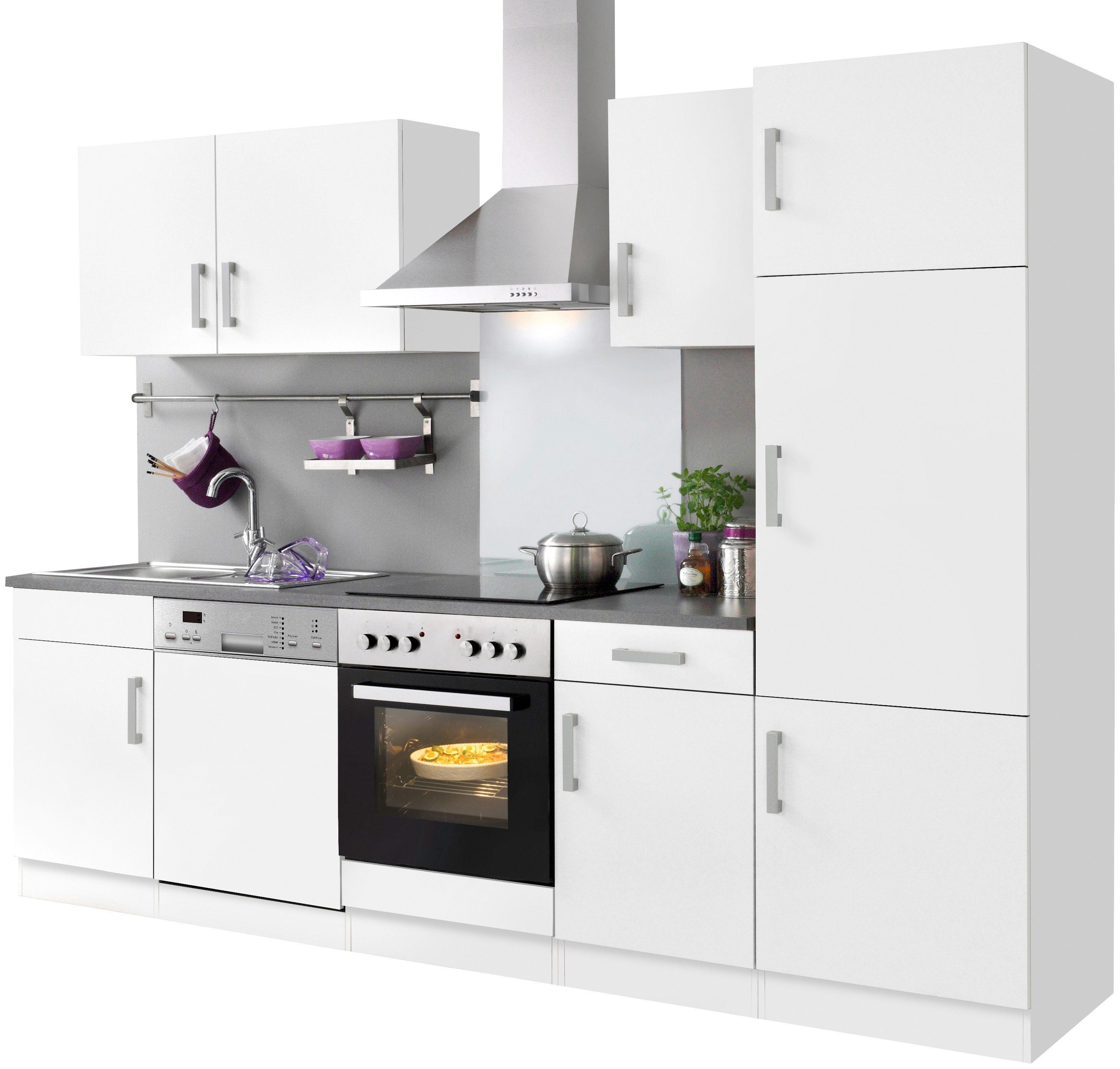 HELD MÖBEL Küchenzeile Toronto, mit E-Geräten, weiß/anthrazit 280 cm Breite