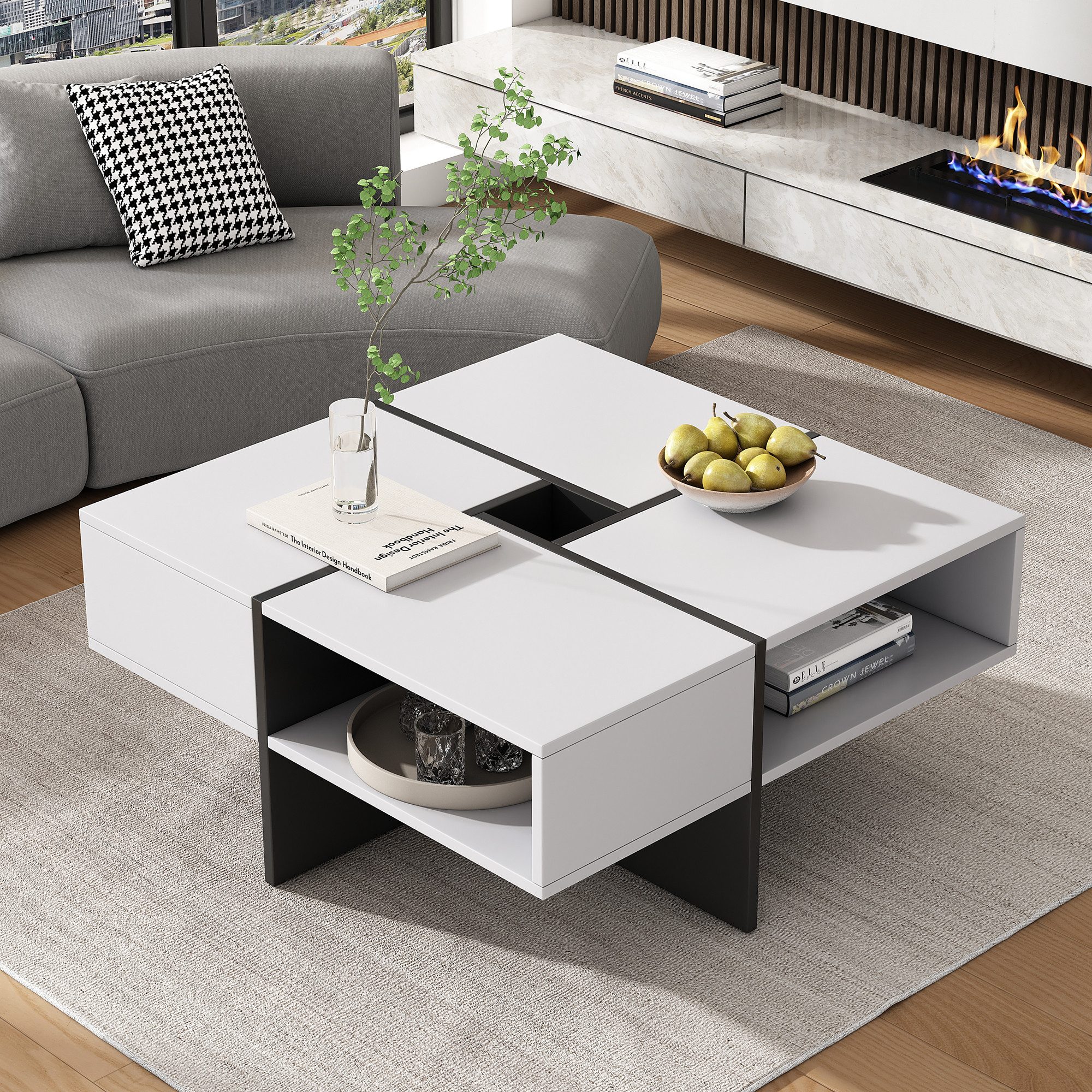 HAUSS SPOLE Couchtisch quadratisches, Schwarz-weißes Design, günstig online kaufen