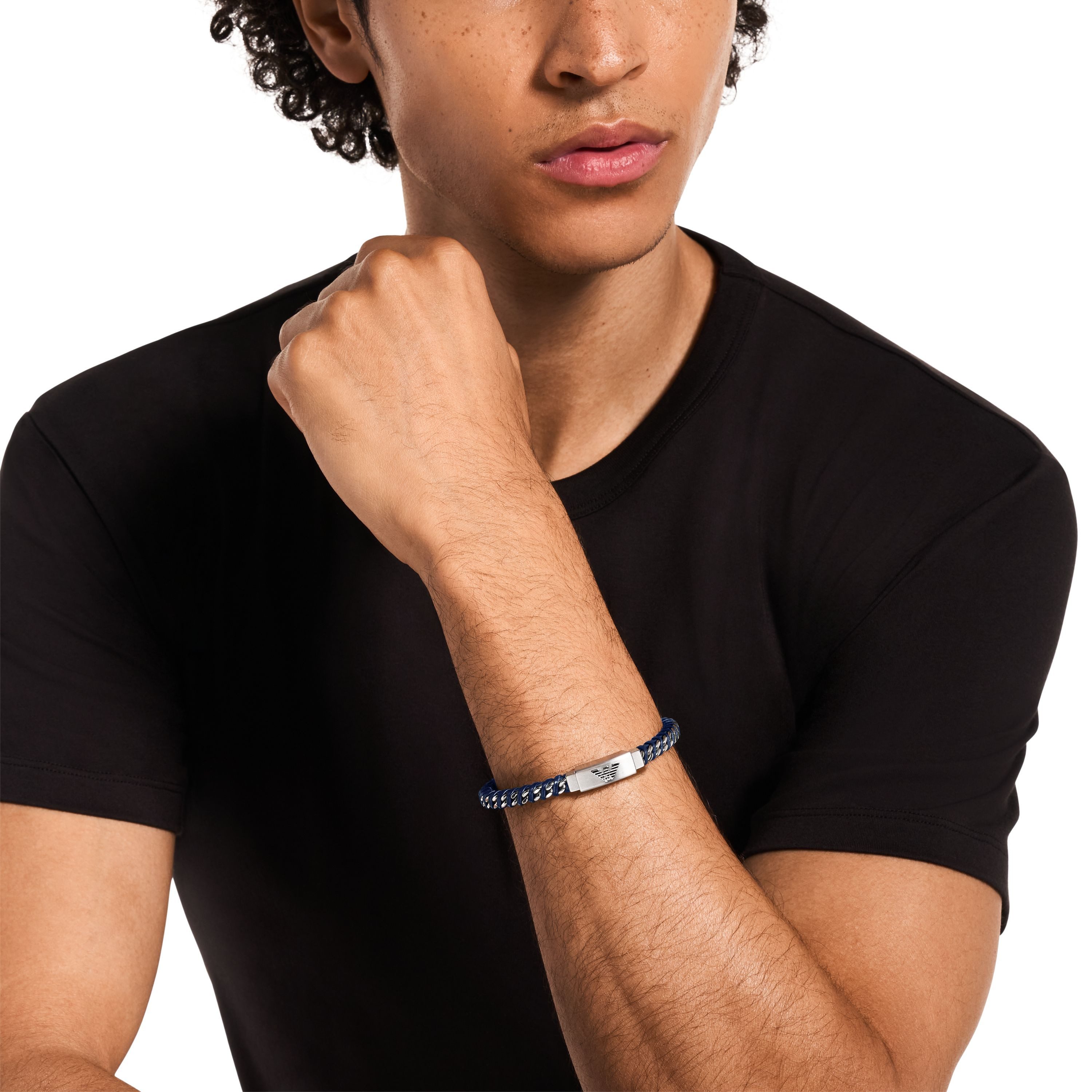 Emporio Armani Lederarmband Schmuck Geschenk Edelstahl, Leder