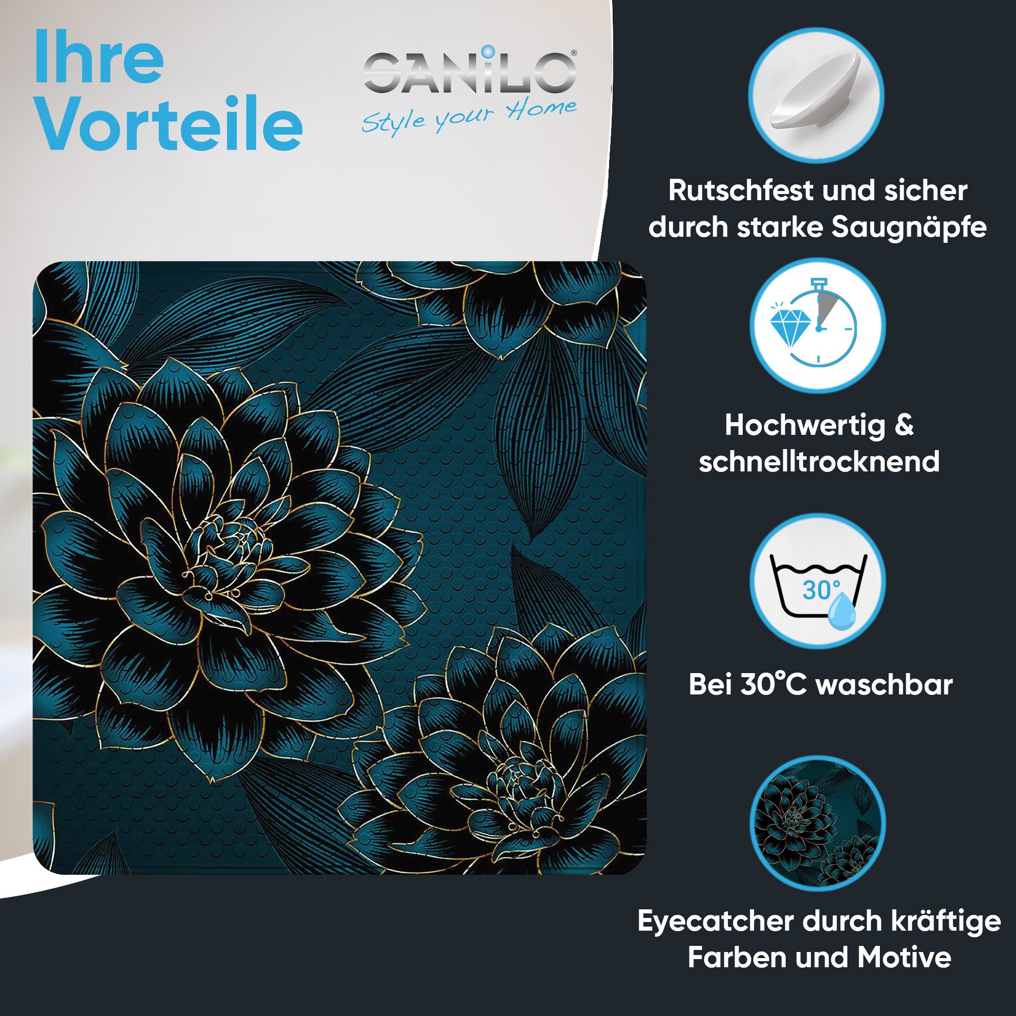 Sanilo Duschmatte Dahlien, rutschfest & sicher, günstig online kaufen