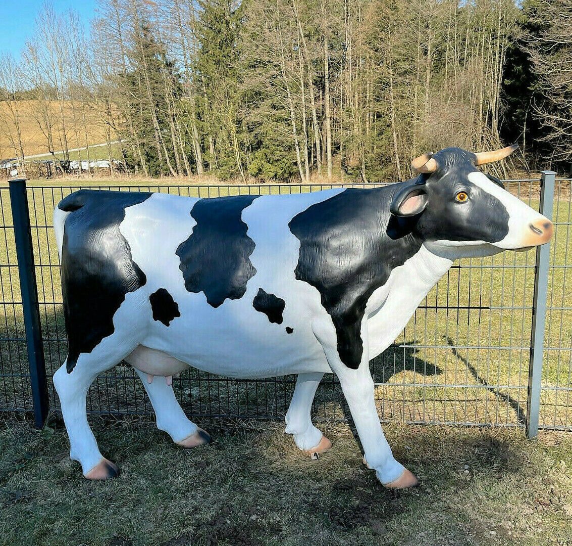 Gartenfigur XXL Kuh lebensgross Premium Gartendeko Garten Deko Figur