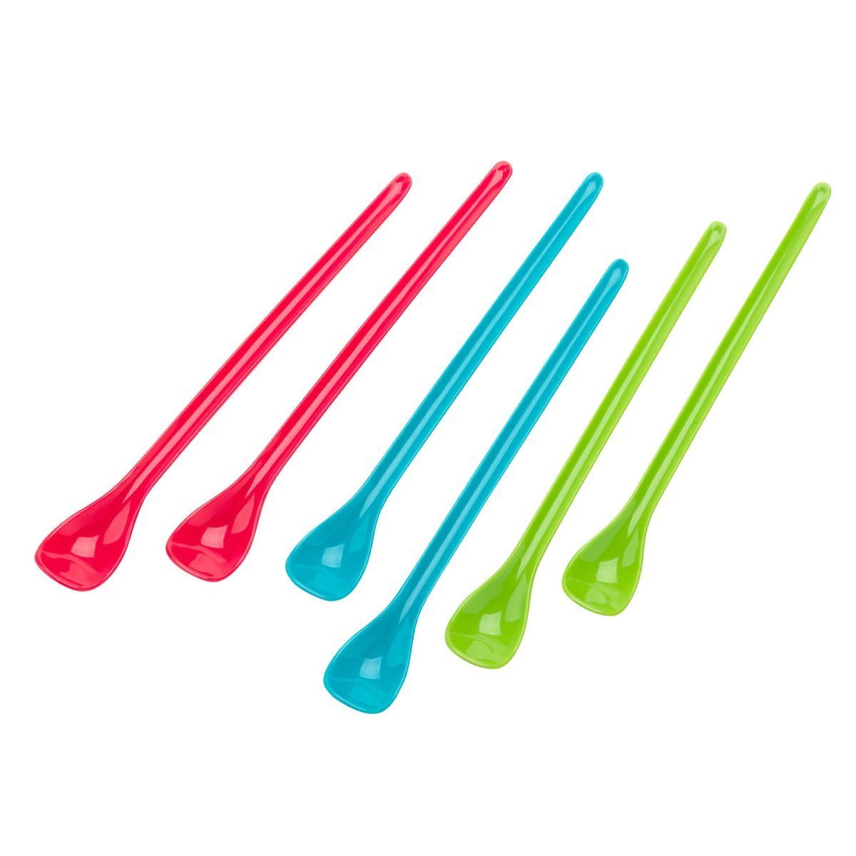 12 Stück Bunte Plastiklöffel Lang (18,7 Cm) – Spülmaschinenfest, Aus Melamin, 6 Farben
