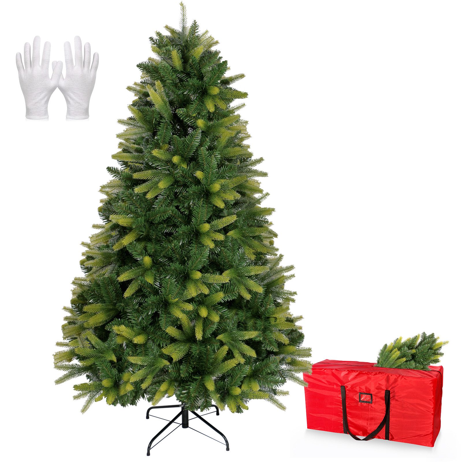 OSTWOLKE Künstlicher Weihnachtsbaum Weihnachtsbaum Künstlich 180cm Tannenbaum Christbaum mit 1000 Spitzen, mit Aufbewahrungstasche