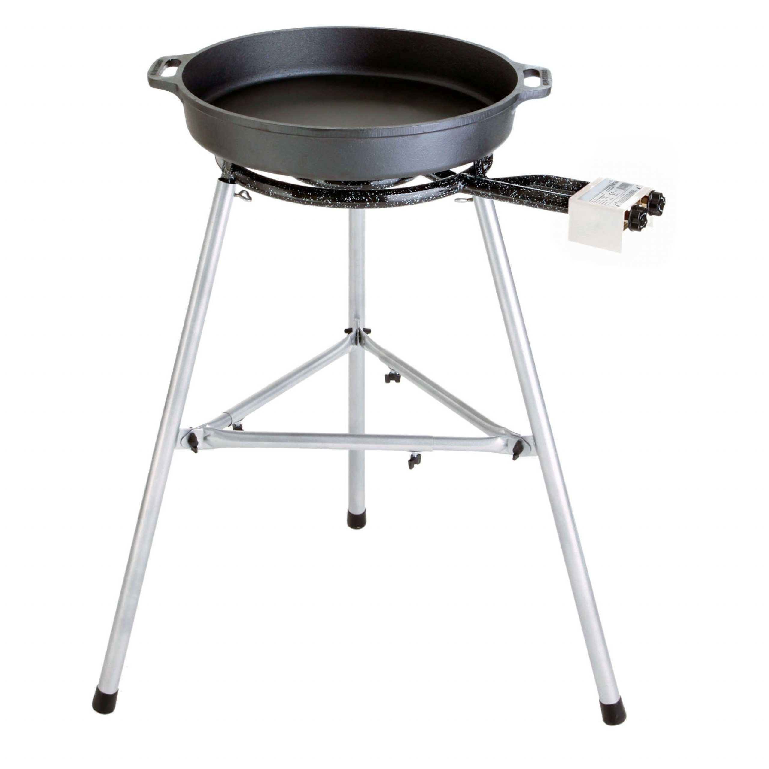 Camping-Gasgrill Paella World Gusspfannen-Set 3 mit Brenner und Paella-Pfanne aus