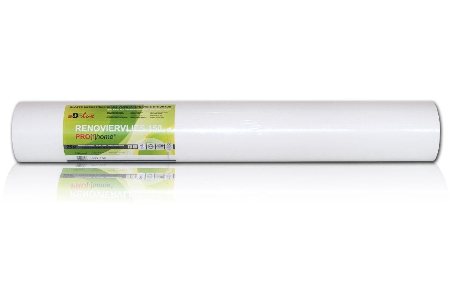 Profhome Vliestapete Renoviervlies 150 g Malervlies Anstrich-Vlies Vliestapete weiß 6 Rol., glatt, matt, einfarbig, unifarben, (Renoviervlies Glattvlies Malervlies, 150 g/m2, 1 Karton mit 6 Rollen / 112,50 m2 weiss), glasfaserfrei, atmungsaktiv, rissüberbrückend, überstreichbar