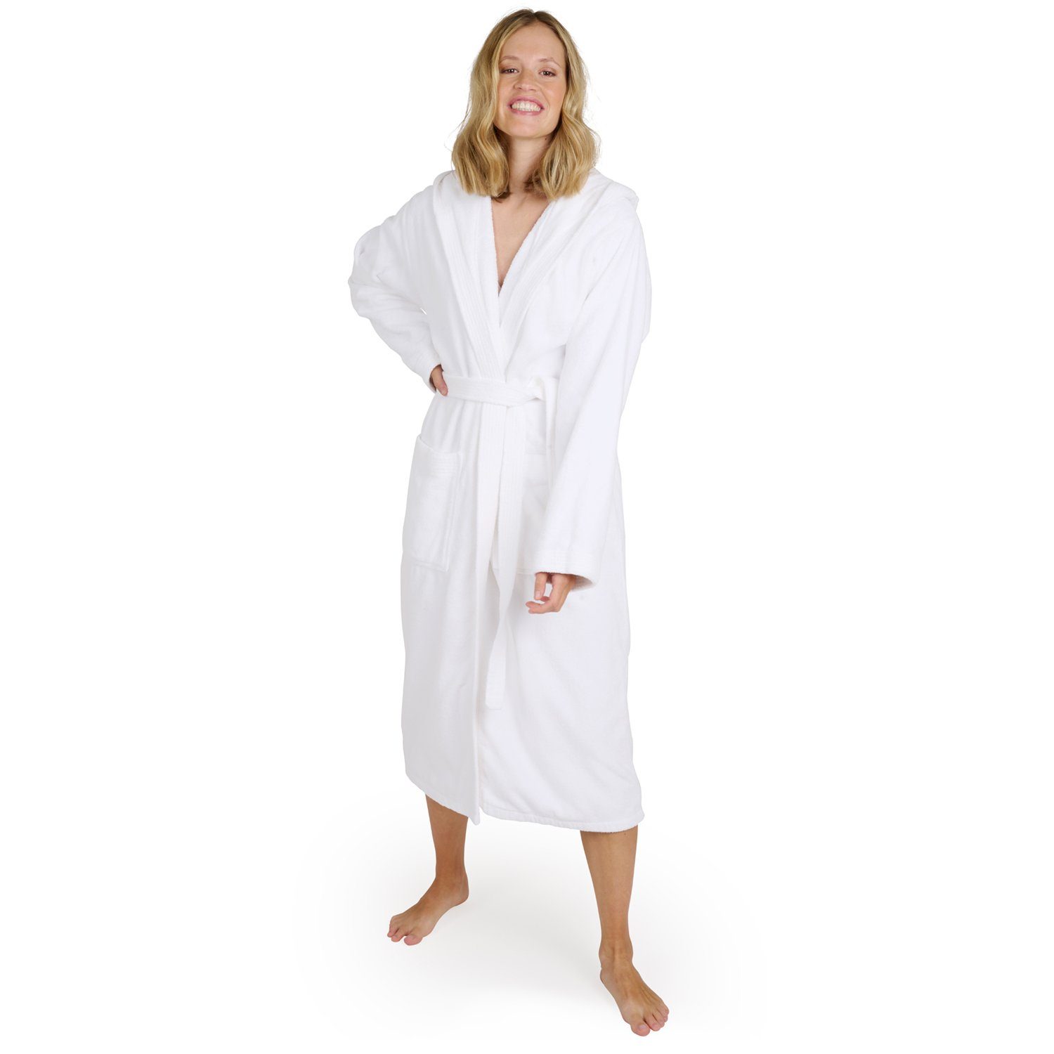 Blumtal Bademantel Damen, mit gefütterter Kapuze, Baumwolle, und samtigen Frottee-Velours, Oeko-TEX® Zertifiziert