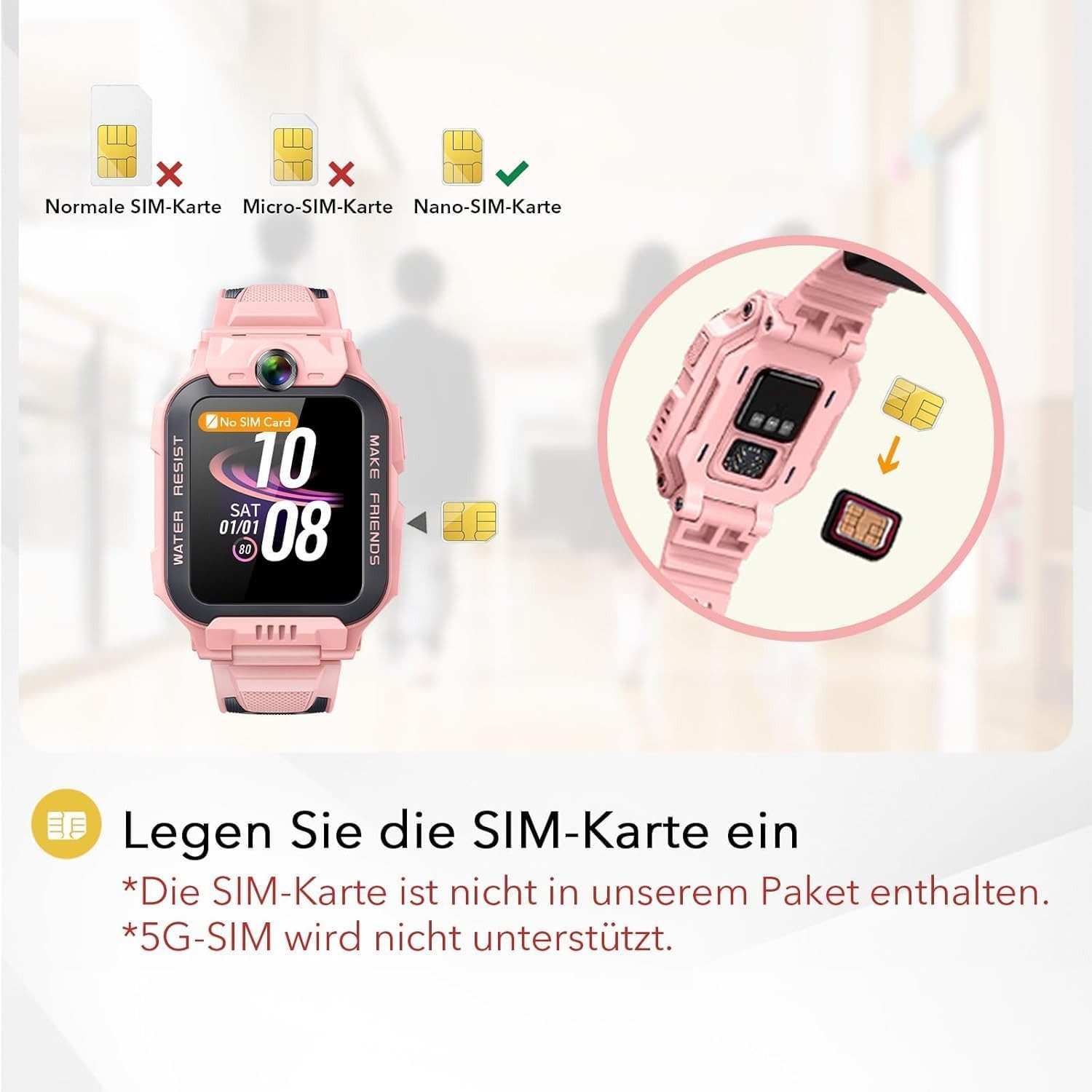 imoo Smartwatch (2,5 cm, sim-karte), Kinder Smartwatch mit Dualkamera Ortungsfunktionen