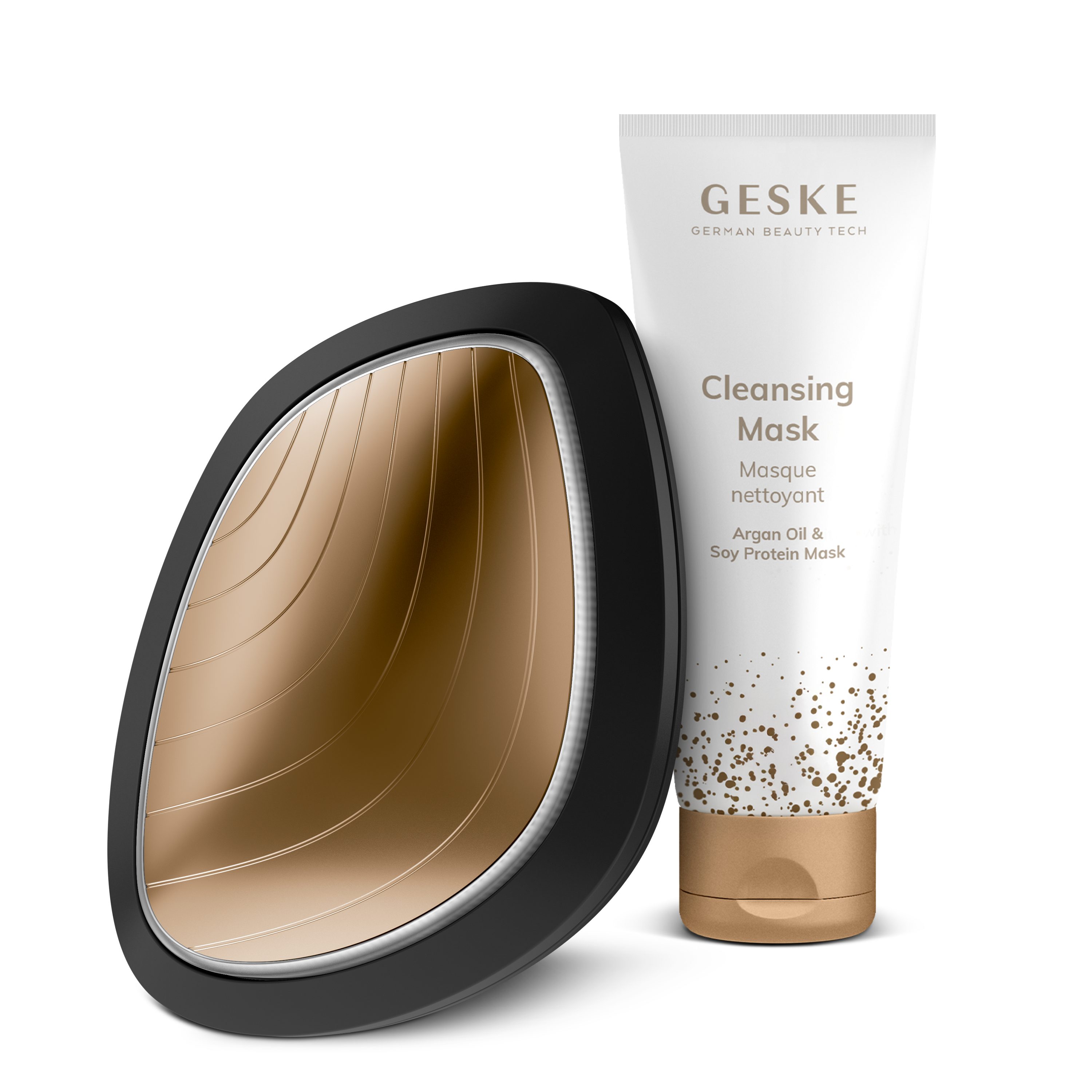 GESKE German Beauty Tech Porenreiniger Sonic Warm & Cool Mask 9 in 1 Farbe: Gray + Gratis Kosmetik, Packung (Gerät & USB-Ladekabel), 2-tlg., Gerät inkl. kostenloser APP (SmartAppGuided Device), Mit der GESKE App erhältst Du deine personalisierte Hautpflegeroutine.
