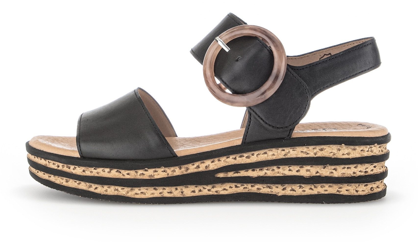 Gabor Keilsandalette, Sommerschuh, Riemchensandale, Klettverschluss unter der Zierschnalle