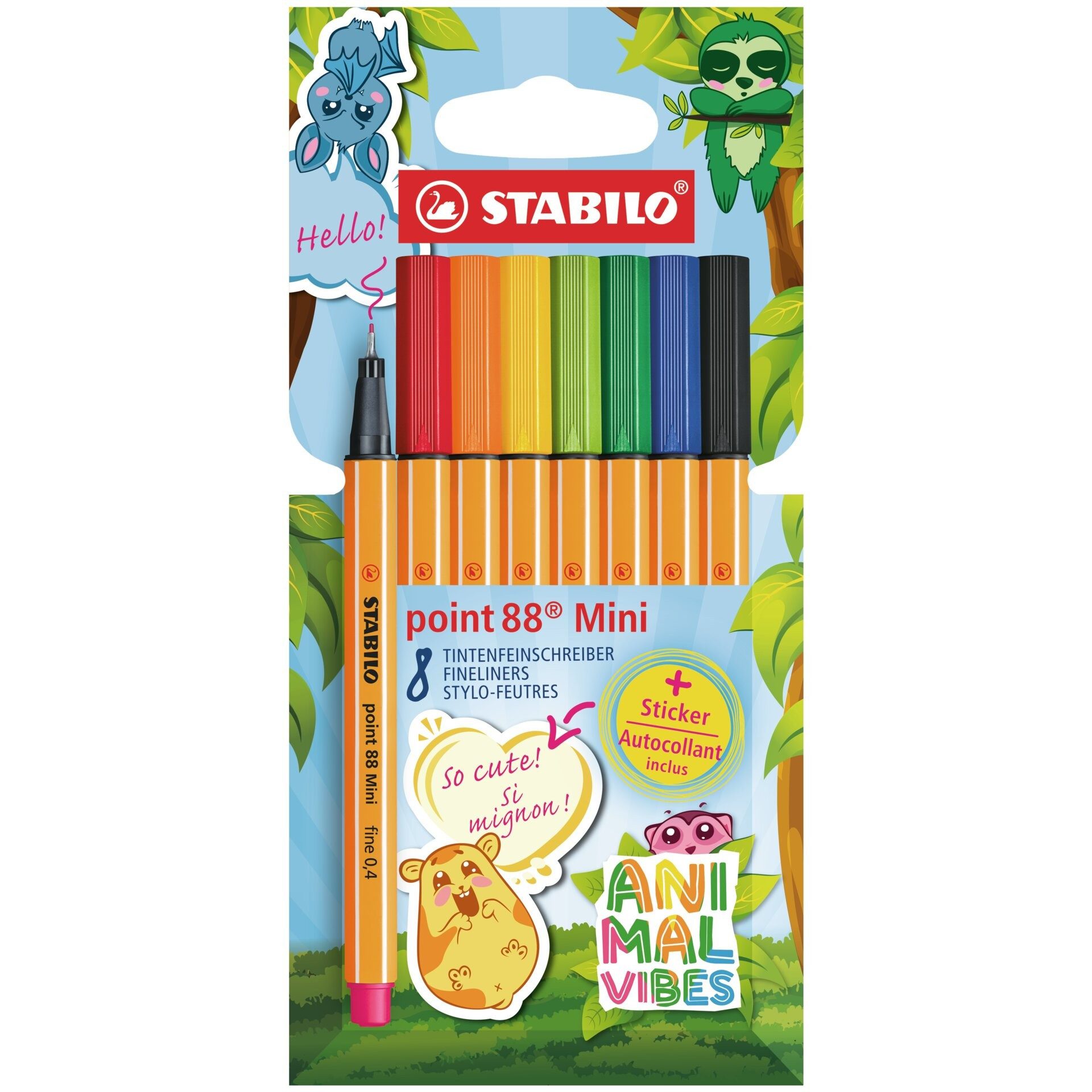 STABILO Fineliner Fineliner Set 8 teilig mit Tiermotiven