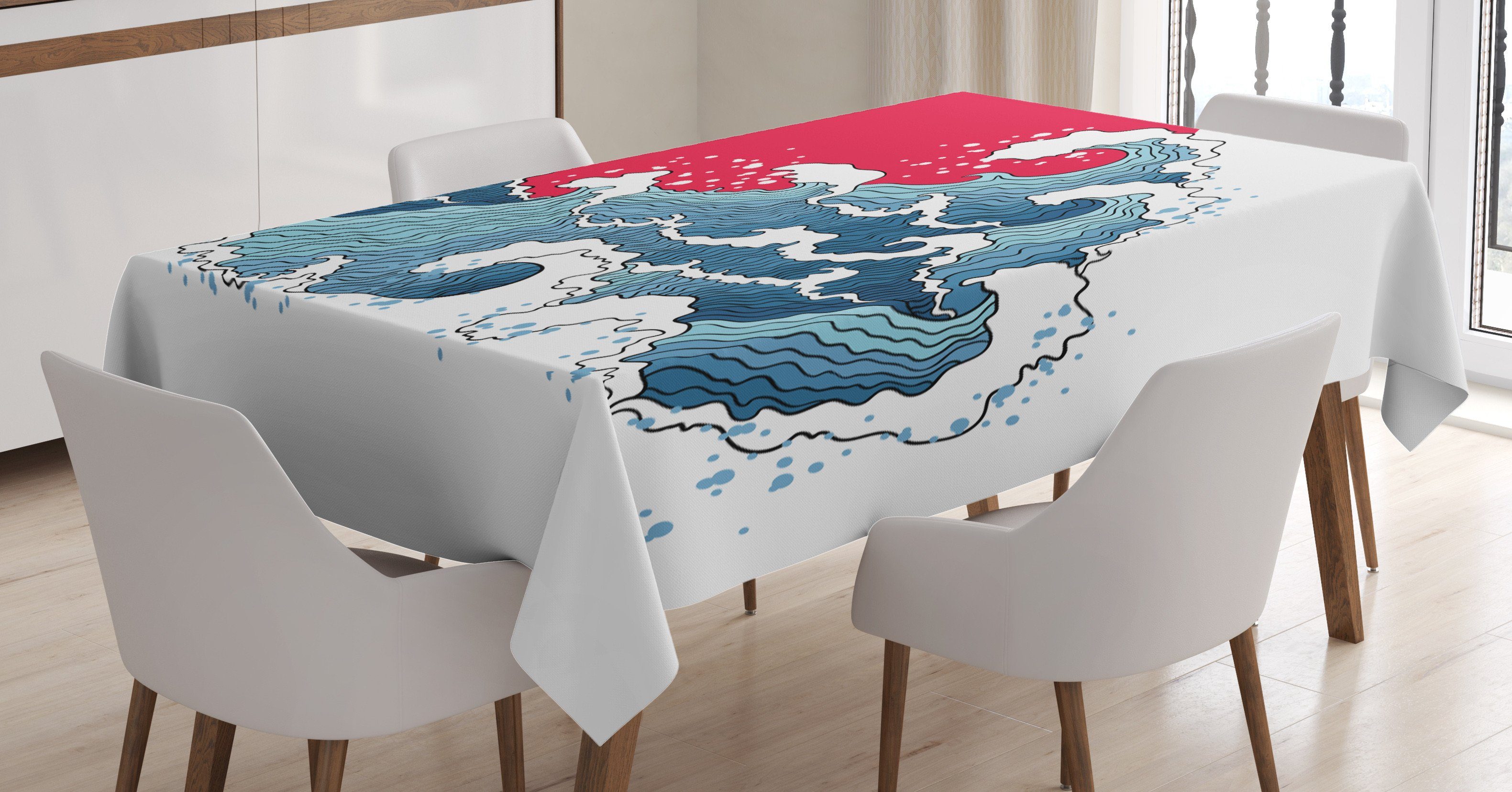 Abakuhaus Tischdecke Farbfest Waschbar Für den Außen Bereich geeignet Klare Farben, japanisch wave-Illustration