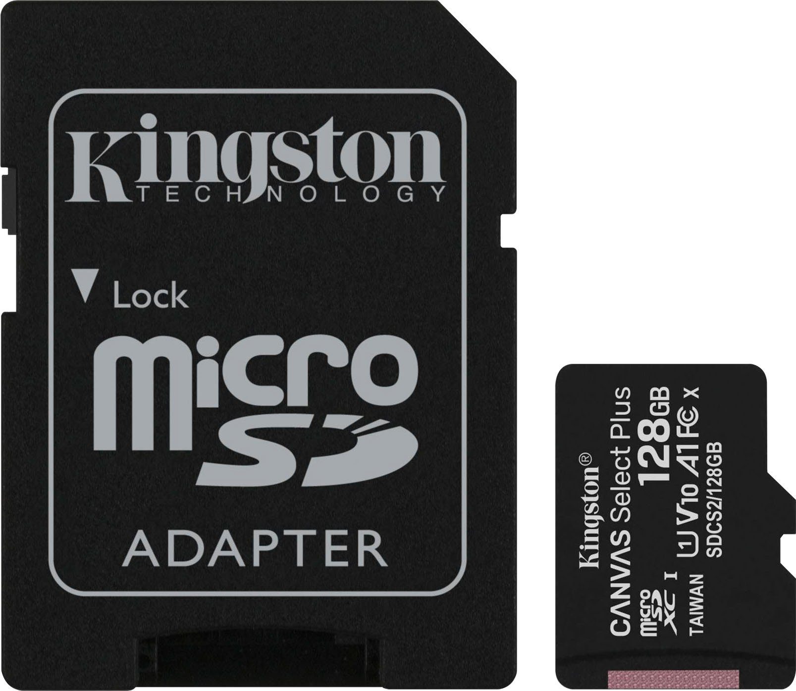 Kingston Canvas Select Plus microSD 128GB + ADP Speicherkarte (128 GB, UHS-I Class 10, 100 MB/s Lesegeschwindigkeit)