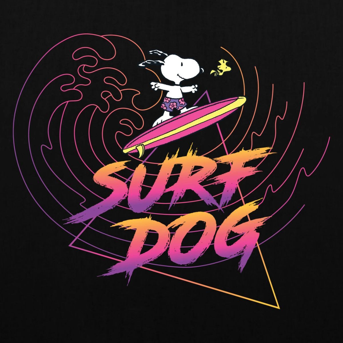Spreadshirt Henkeltasche Peanuts Snoopy Urlaub Cool Surfen Strand Stoffbeutel (1-tlg)