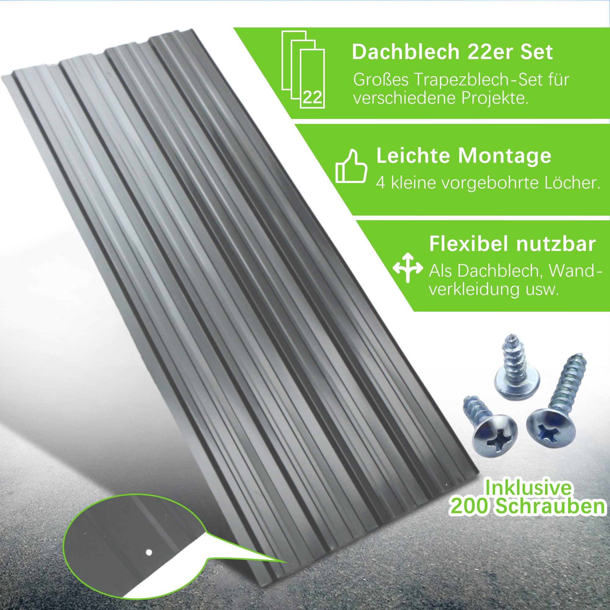 GIHAUVIA Trapezblech Blech Metall Dachblech Dach Platten Stahlblechdachplatten., (22-St) – Bild 4 von 5