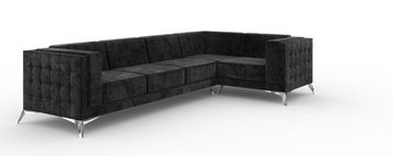 JVmoebel Ecksofa Schwarzes Chesterfield Ecksofa L-Form Stoff Design Couch Polster Sitz, Made in Europe