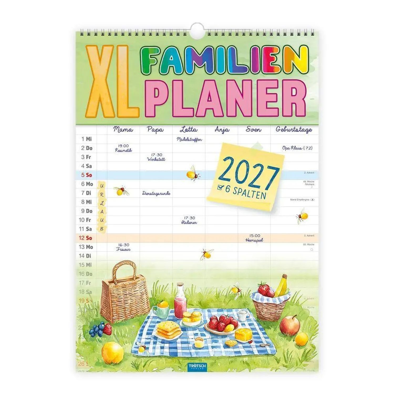 Trötsch Verlag Wandkalender TRÖTSCH - Großbildkalender XL Familienplaner 2027 mit 6 Spalten
