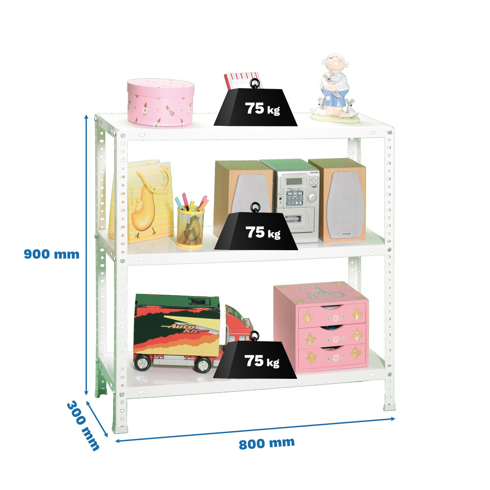 PROREGAL® Schwerlastregal Schraubregal PANDA MINI, Höhe 90cm, Fachlast 100kg, Viele Farben, Schraubregal Lagerregal Kellerregal Metallregal bis zu 600kg Fachlast