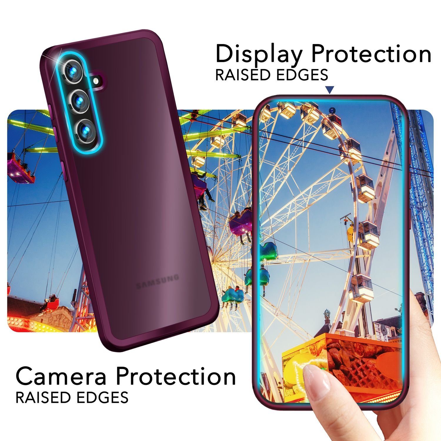 Nalia Smartphone-Hülle Samsung Galaxy S24 15,7 cm (6,2 Zoll), Matte Hybrid Hülle / Semi-Transparent / Anti-Schock Rahmen / Stoßfest