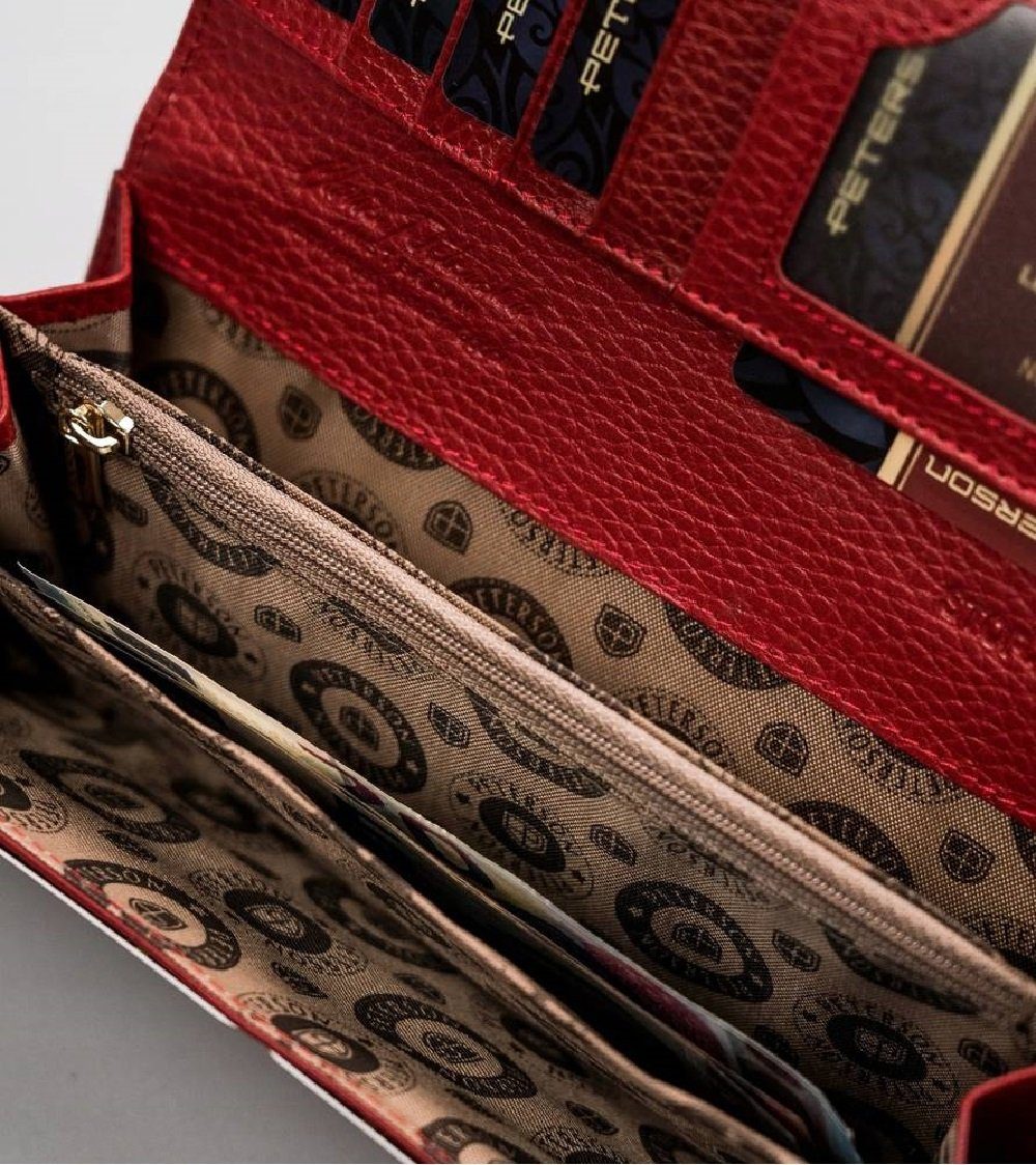 Schutz, Brieftasche, Damenbrieftasche, Klassische RFID zahlreiche erfüllt Fächer, Geldbörse Echtleder Ihre Erwartungen PETERSONⓇ die Dreifarbig