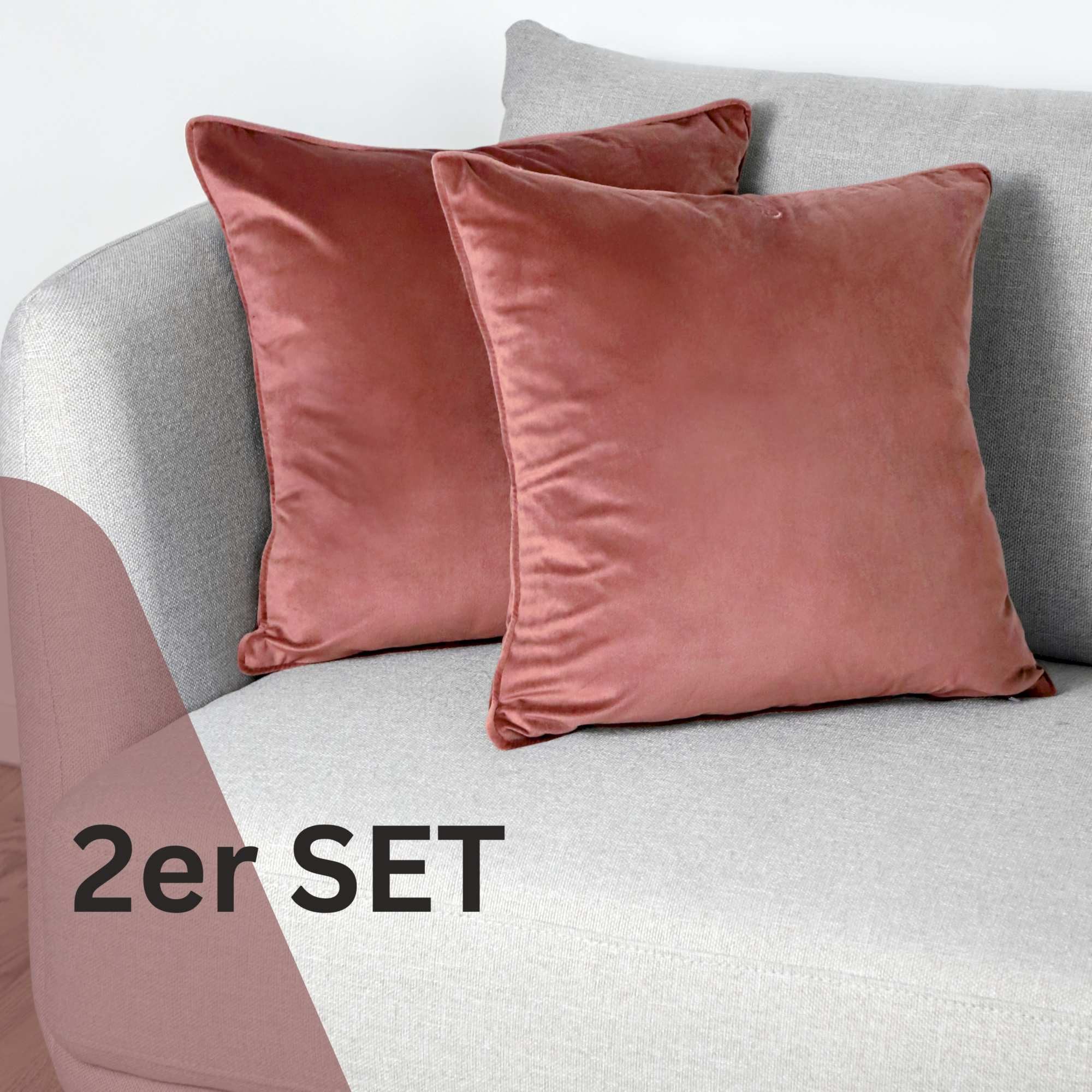 TOM TAILOR Kissenhülle VELVET SIGNATURE Zierkissenhülle, (2 Stück), 45 x 45 cm in Rose
