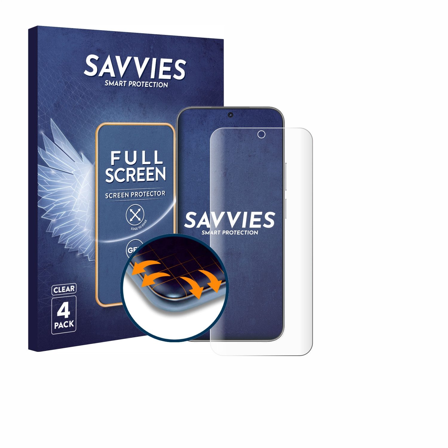 Savvies Displayschutzfolie Fullscreen Schutzfolie für Huawei Nova 14, 4 Stück, Displayschutz Folie Fullcover Klar Transparent